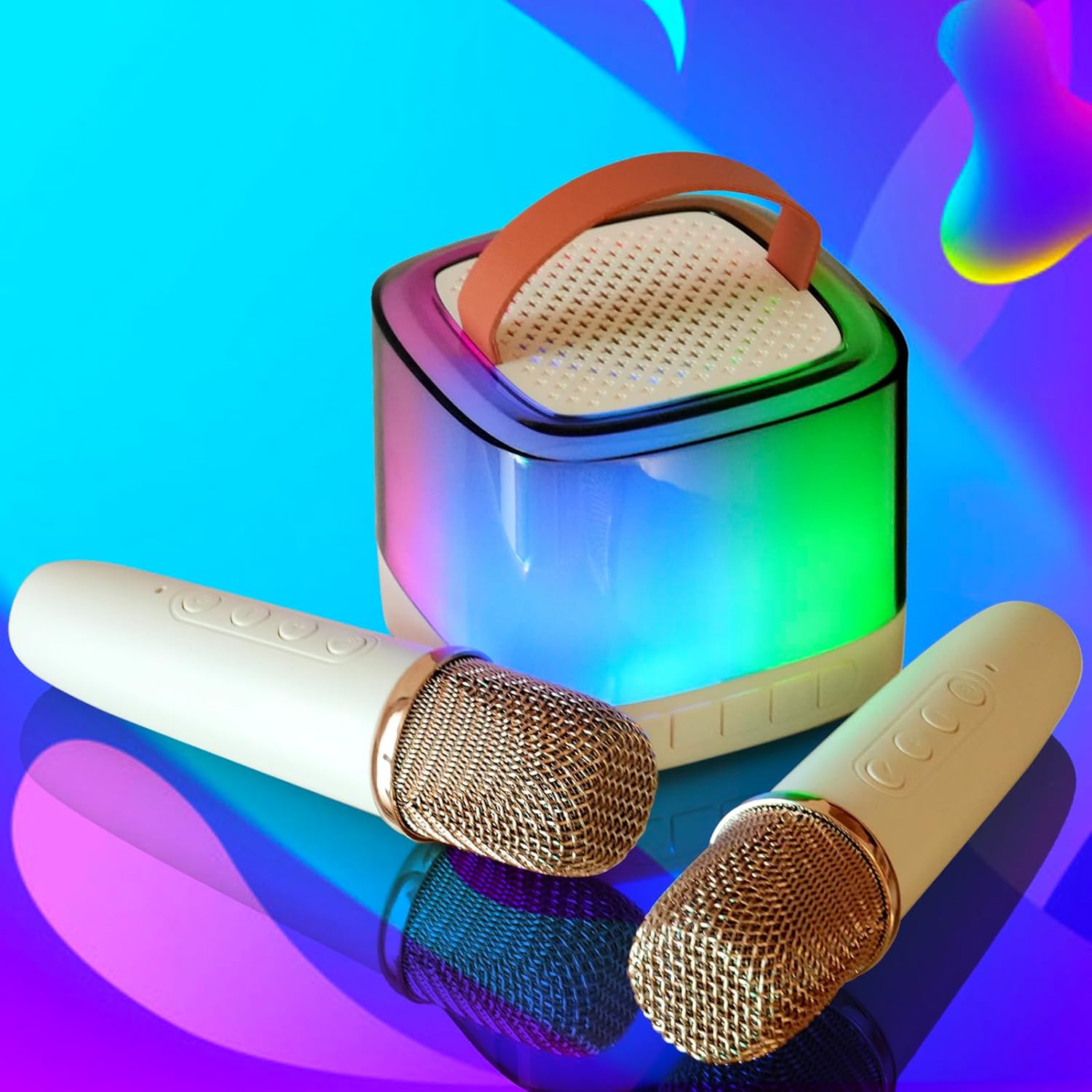 Máquina de karaoke para adultos y niños, máquina de karaoke portátil con 2 micrófonos inalámbricos Bluetooth, el mejor regalo de cumpleaños,