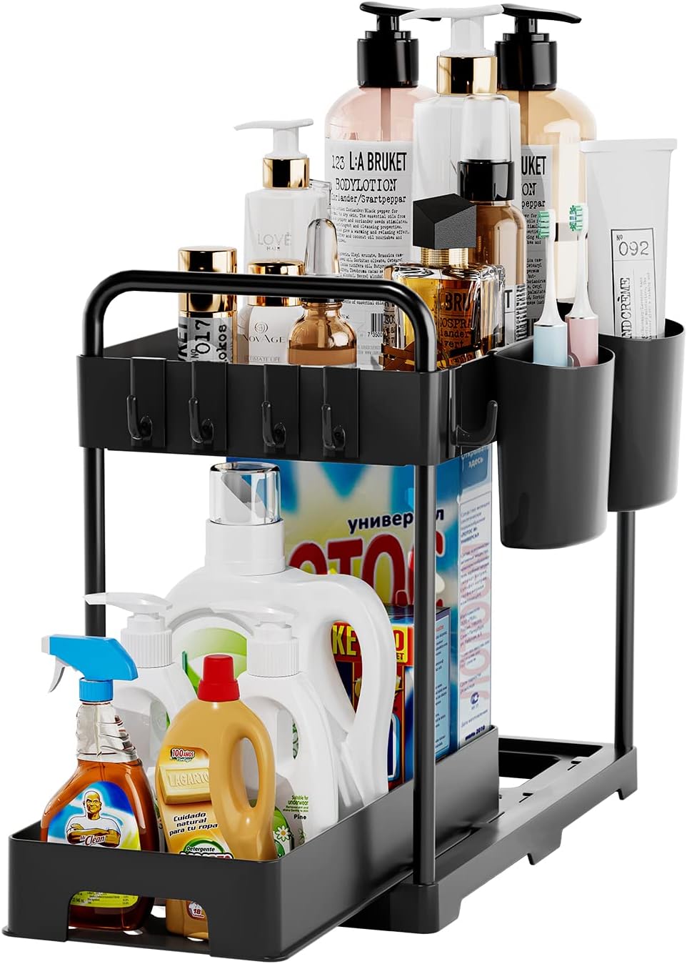 USFU Organizadores y almacenamiento debajo del fregadero para cocina y baño, impermeable y resistente, estante organizador de suministros de
