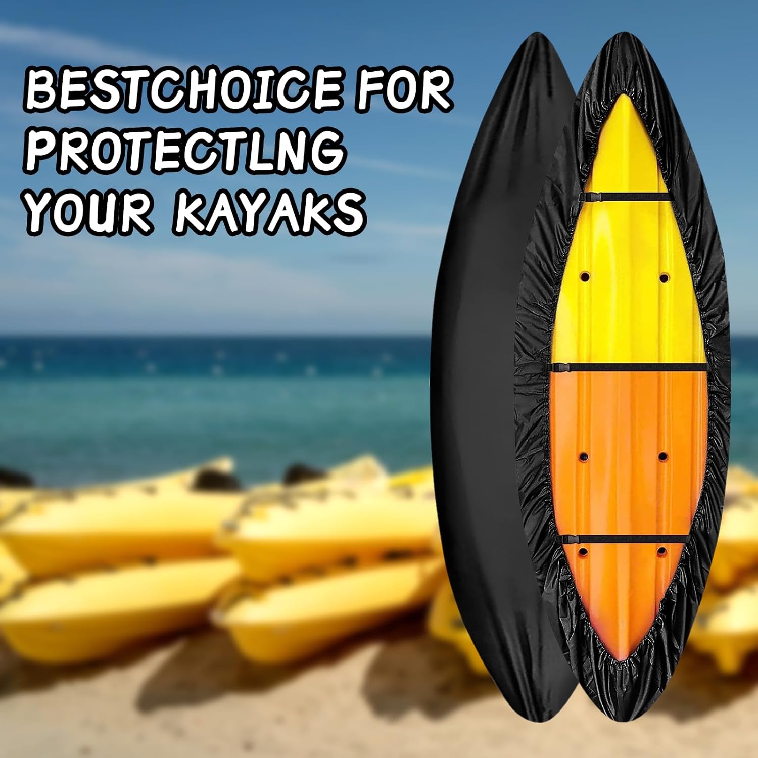 Funda de kayak 420D impermeable, resistente a los rayos UV, para almacenamiento en interiores y exteriores, cubierta de almacenamiento de kayak,