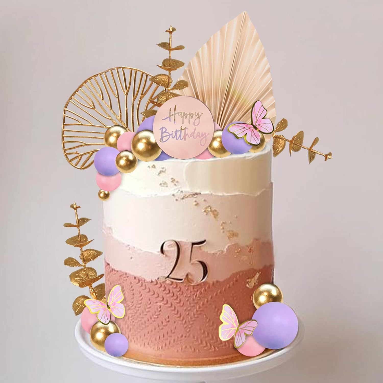 Decoración bohemia para pastel de feliz cumpleaños, con bolas, mariposas, eucalipto, para bodas, baby shower, niños y niñas, suministros de fiesta