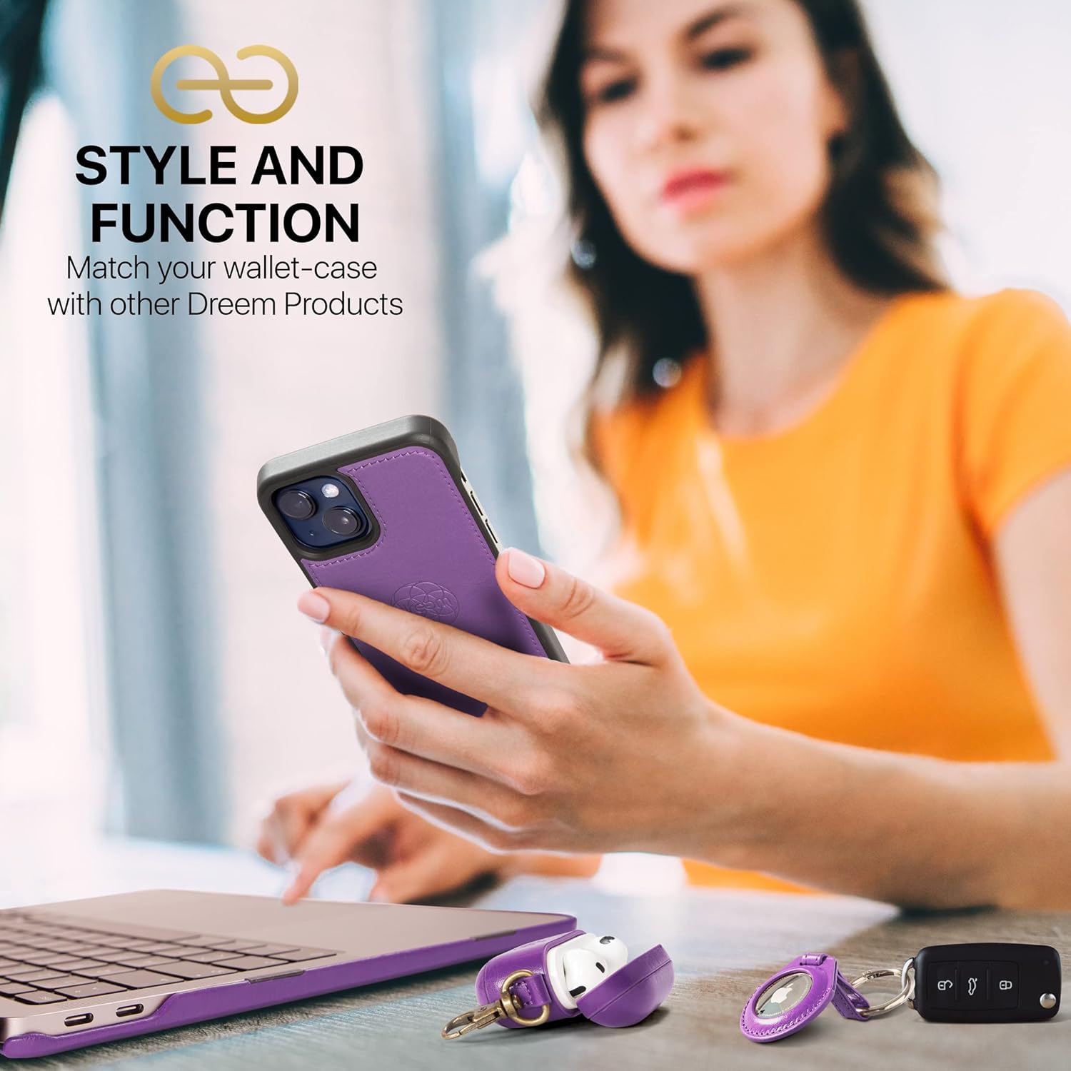 Dreem Fibonacci – Funda tipo cartera para iPhone 15 Plus, 2 en 1, a prueba de golpes y funda desmontable de piel vegana, compatible con MagSafe,