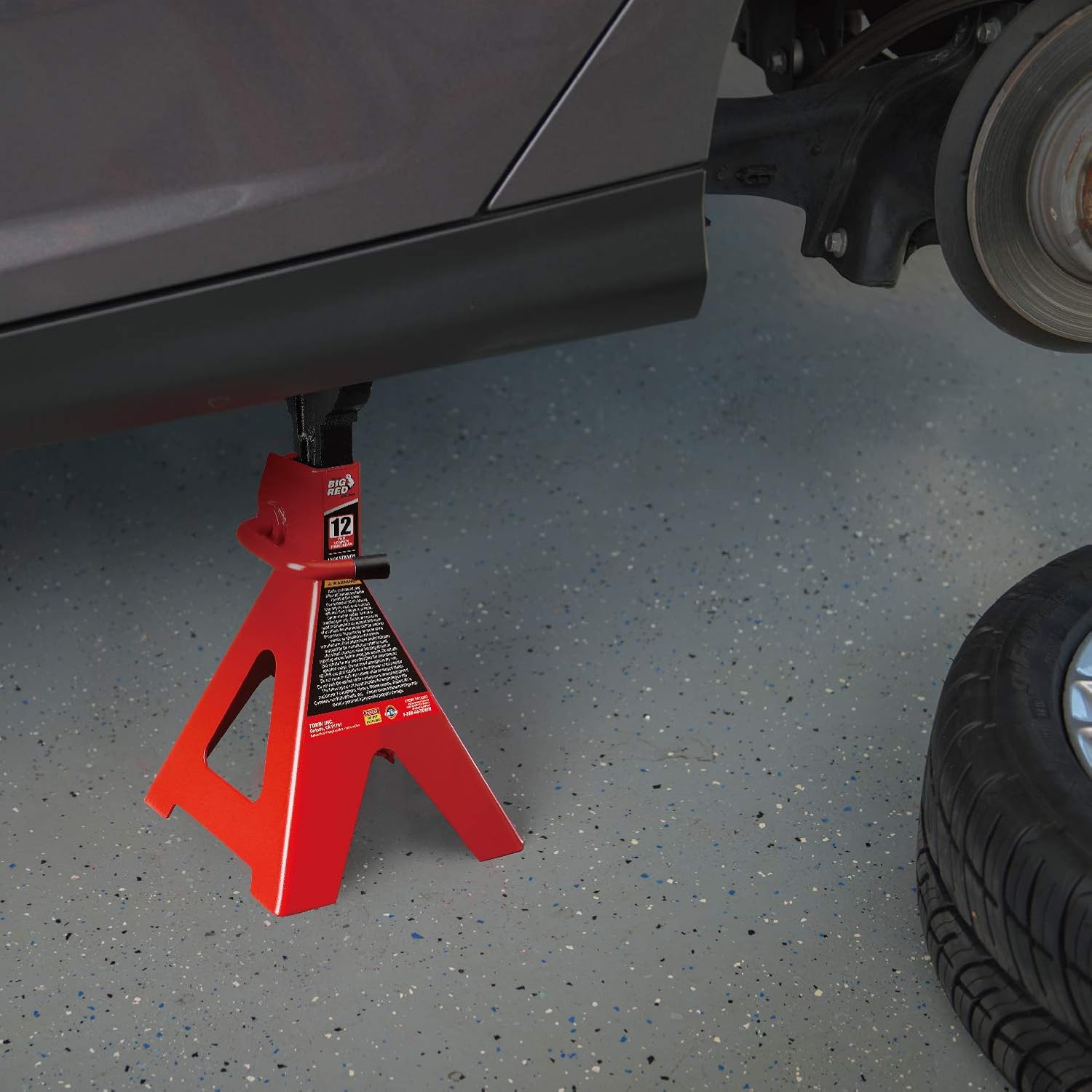 BIG RED T41202 Torin Steel Jack Stands 12 Ton (24,000 lb) Capacidad, Rojo, 1 Par