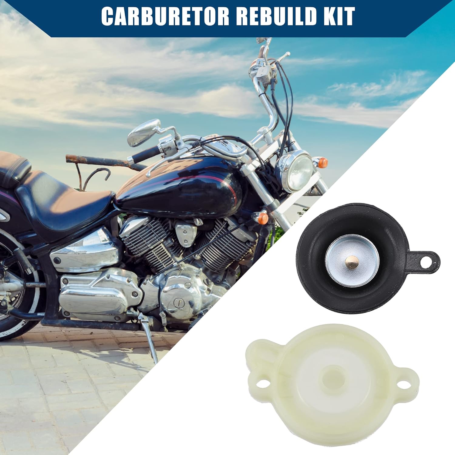 3LD-14958-00-00  Cubierta de diafragma interiorcarburador para Yamaha Road Star 1600 1700 XV1600 XV1700 1999-2007  Plástico Metal  1 juegoNegro Beige