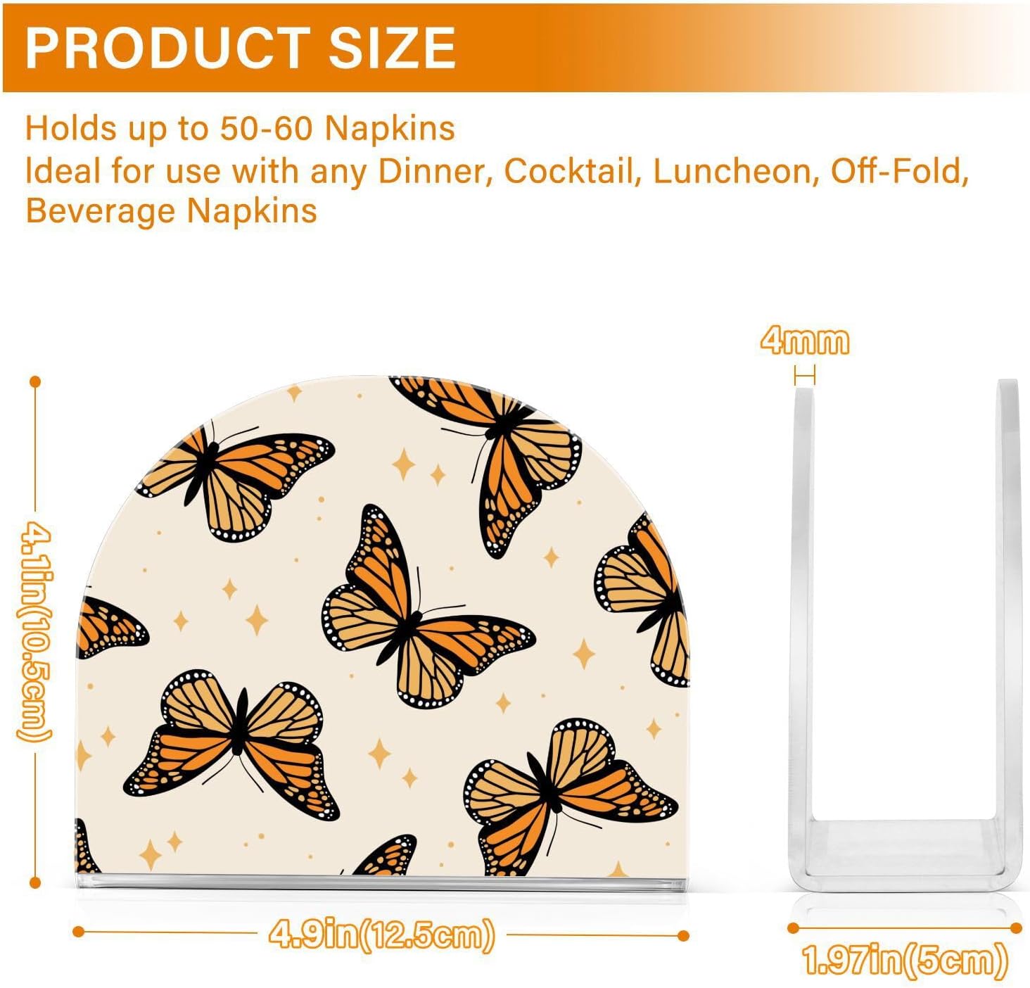 Monarch – Servilletero con diseño de mariposas para mesa de papel, dispensador de pañuelos acrílicos, cocina, comedor, baño, fiesta, decoración de