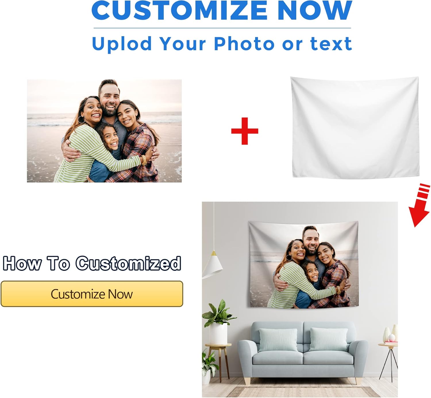 JINJUREN Pancartas y carteles personalizados para colgar imágenes de tapiz personalizado para dormitorio de 51 x 61 pulgadas, verticales
