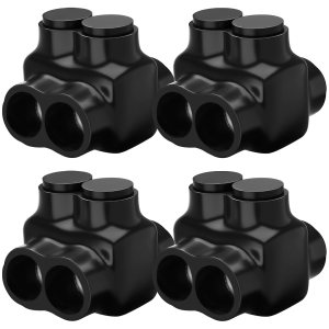 OhLectric Conector de empalme aislado negro con revestimiento de vinilo de goma con inhibidor de óxido prellenado, rango de cables 10-14, hexagonal OhLectric Conector de empalme aislado negro con revestimiento de vinilo de goma con inhibidor de óxido prellenado, rango de cables 10-14, hexagonal