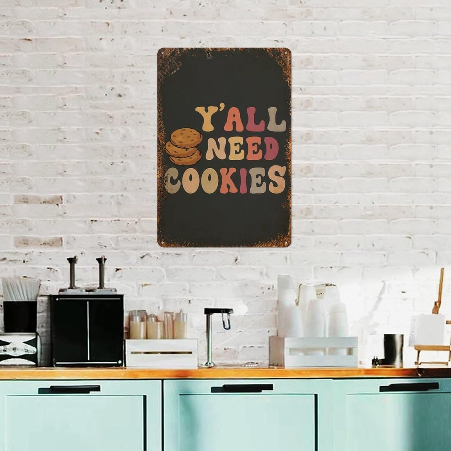 Y’ALL NECESITA COOKIES, divertida decoración artística de pared de cocina, arte de pared de galletas, arte de pared de cocina, logotipo de lata de