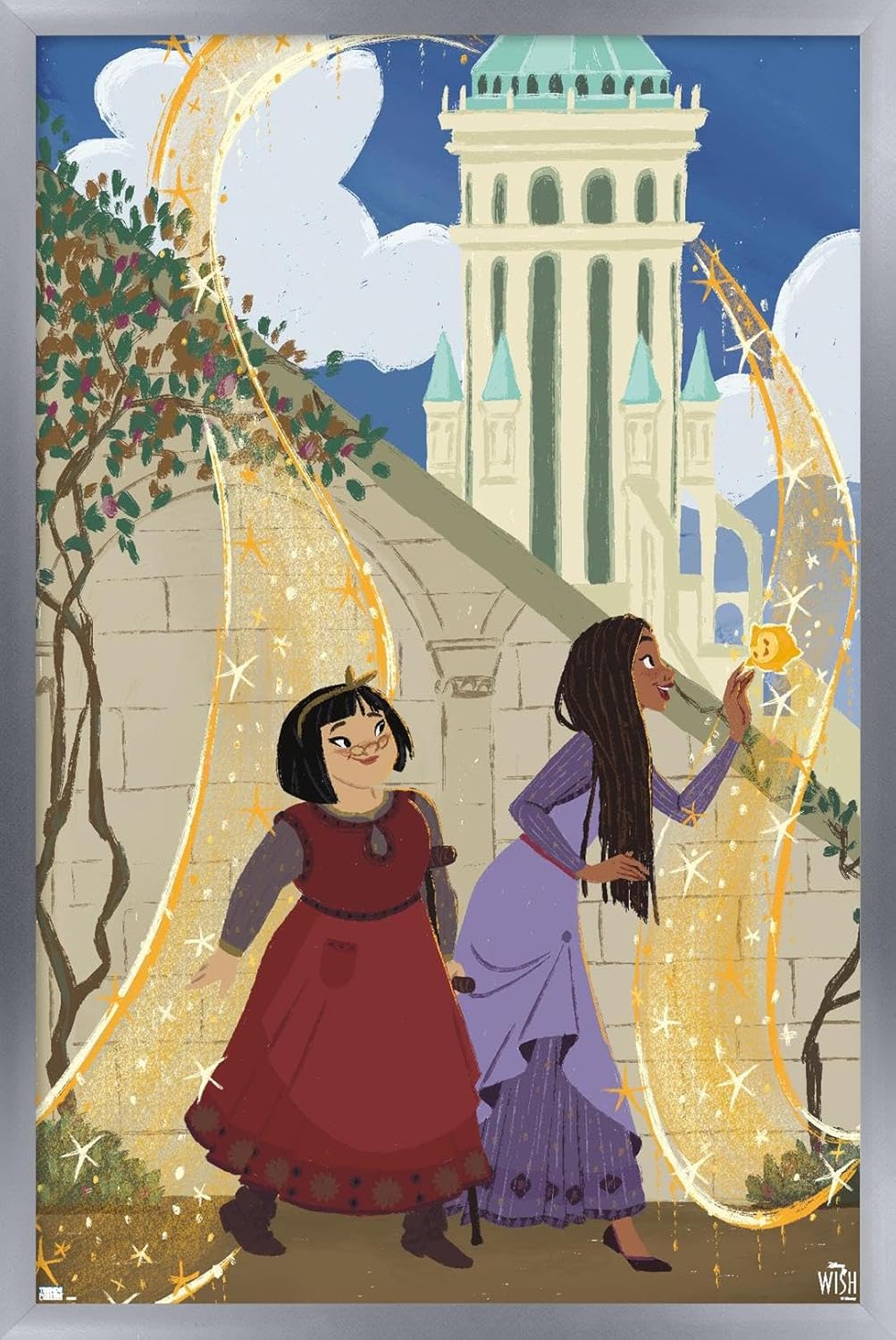 Trends International Disney Wish – Póster de collage de 3 (amigos), póster de pared, 22.37 x 34.00 pulgadas, versión enmarcada plateada
