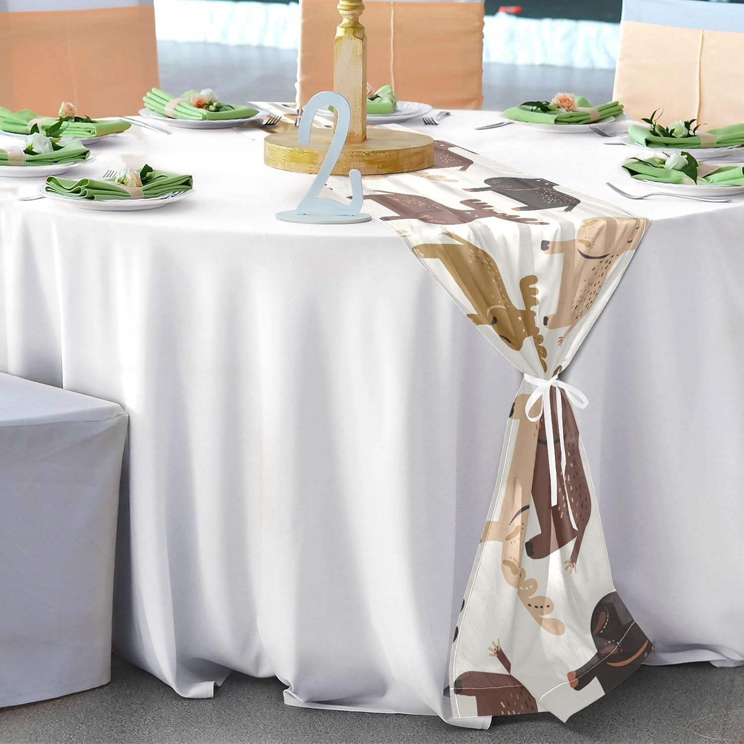 Christmas Cartoon Deers Table Runner Fall Decorations for Home for Kitchen Decorations Halloween Table Runner 108 Inches Long
