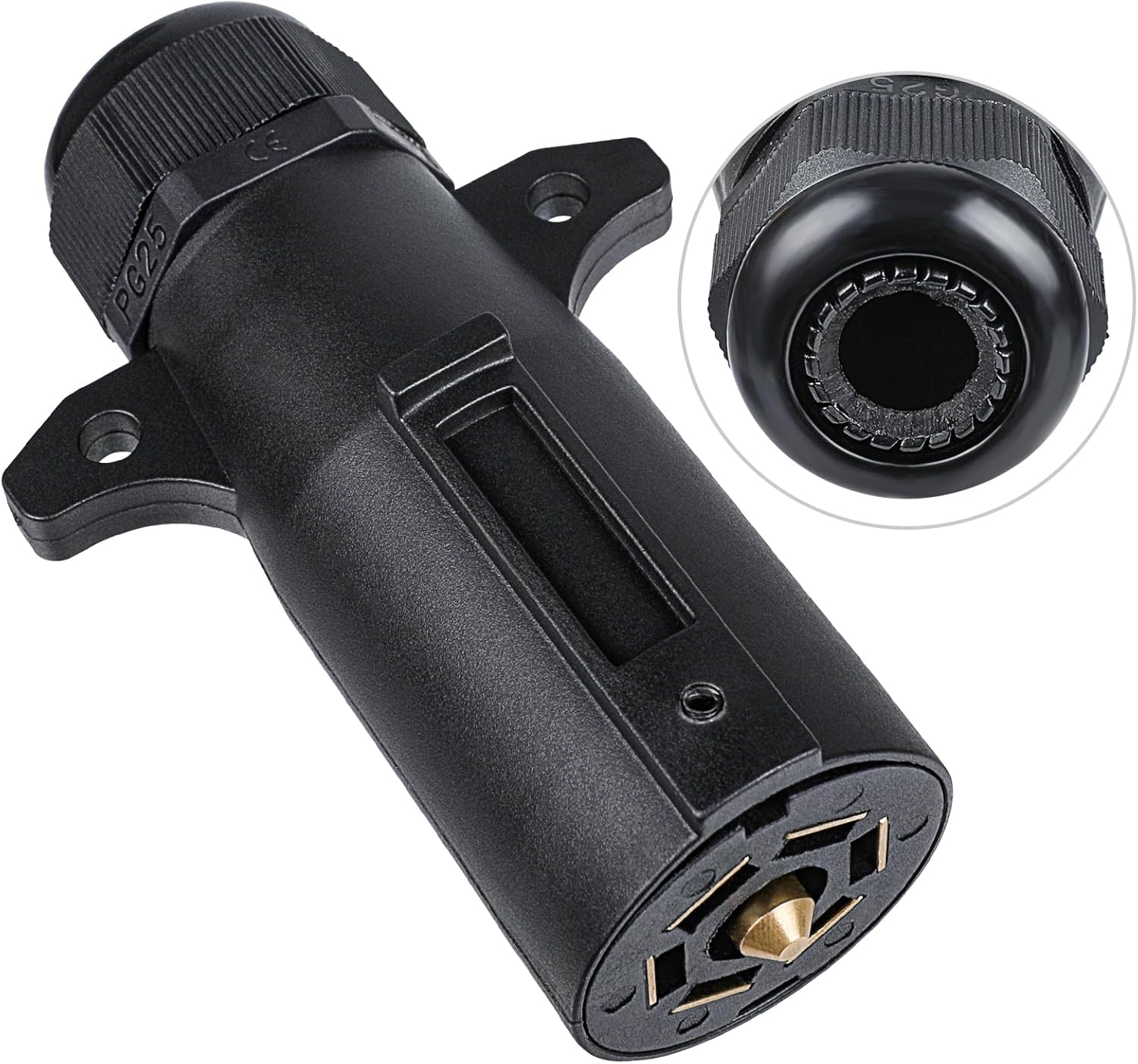 Enchufe de remolque de 7 pines, enchufe de remolque de 7 vías con sello impermeable IP68, adaptador de luz de remolque compatible con todos los