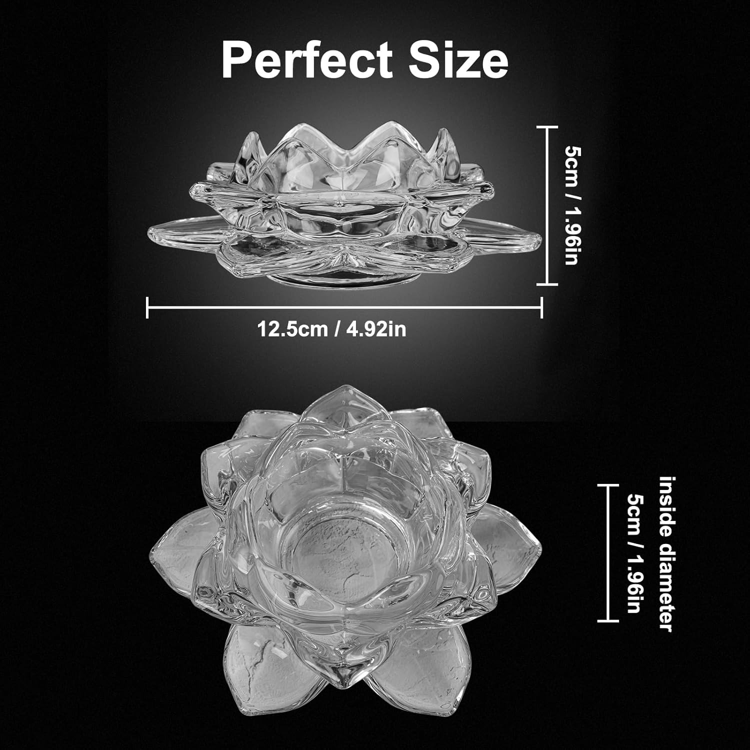 MerryNine 10 portavelas votivas, diseño de flor de loto, candelabros transparentes para decoración de bodas, candelabros de vidrio a granel para