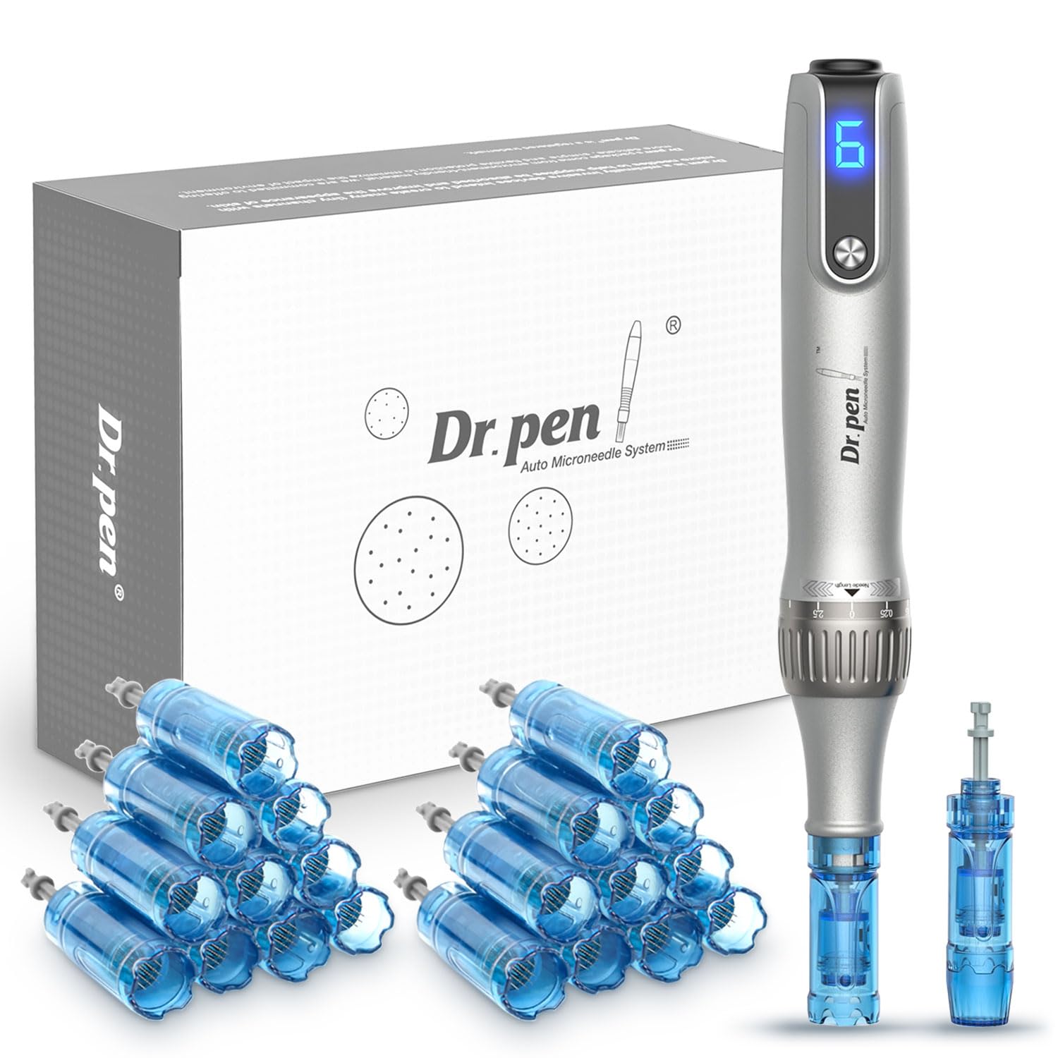Dr. Pen M8S Microneedling Pen con 20 cartuchos de repuesto, kit de bolígrafo inalámbrico Derma Microneedle, herramientas profesionales para el