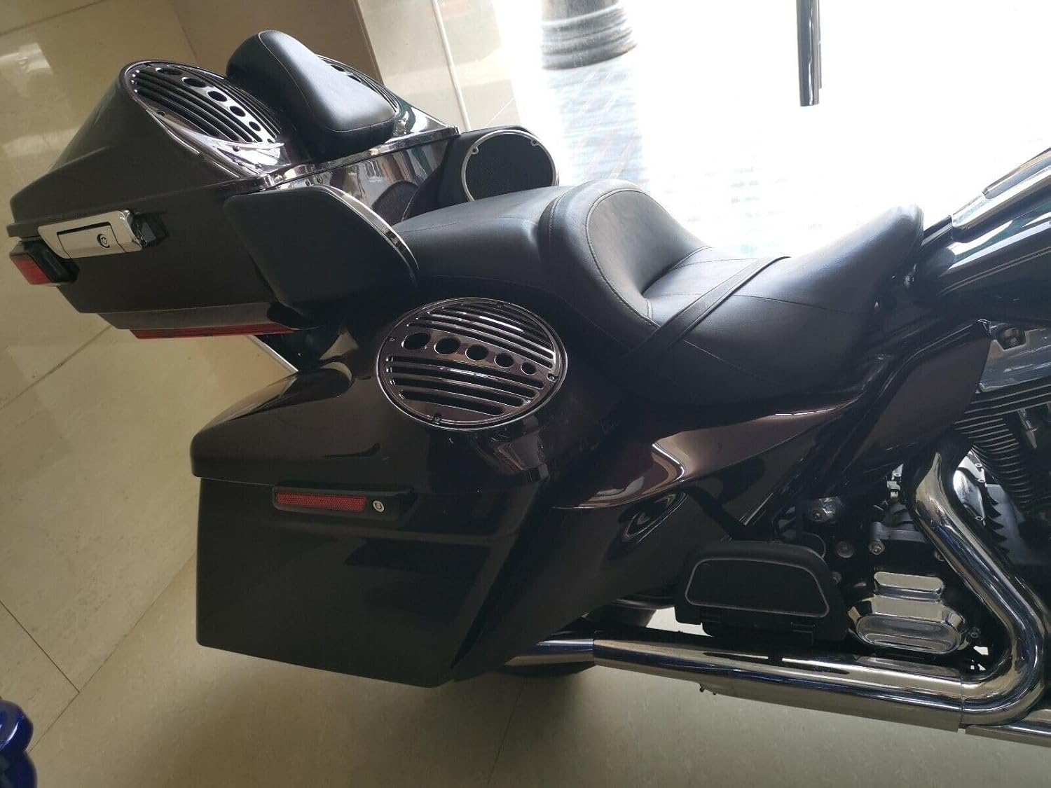 Tapas de altavoz negras vívidas de 8 pulgadas con puerto de tweeter para alforjas duras Harley Davidson Touring 1994 1995 1996 1997 1998 1999 2000