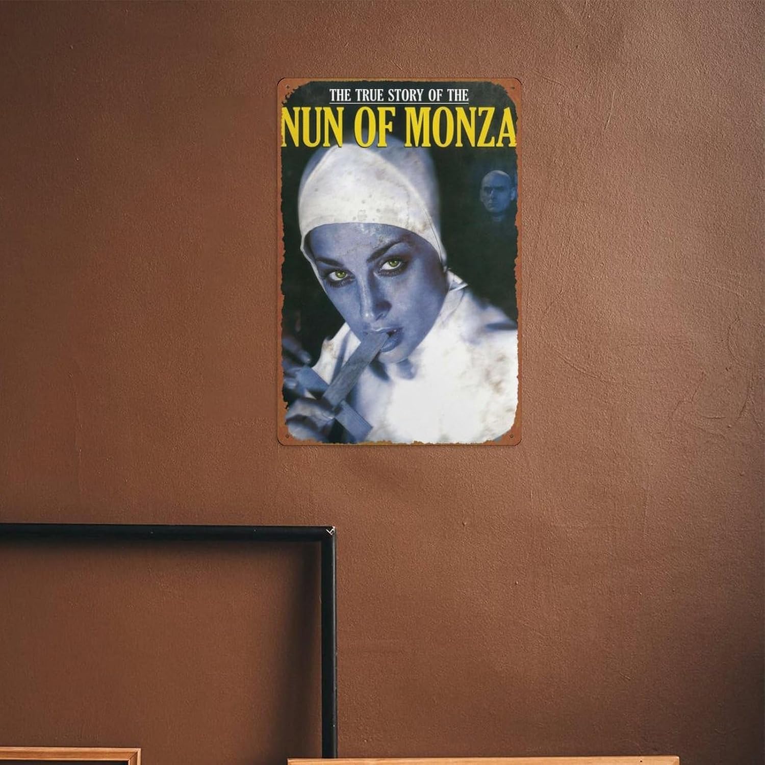Cartel retro de 12 x 8 pulgadas con texto en inglés The True Story of the Nun of Monza Garden Club, para dormitorio, oficina, cafetería, bar