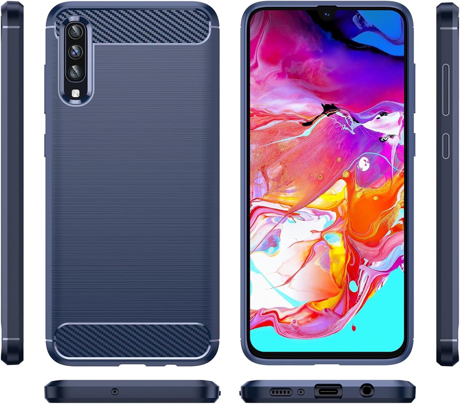 EUAGVQY Funda para Galaxy A70 de fibra de carbono, súper antideslizante, duradera, máxima comodidad, ligera, ajuste preciso, elegante diseño de moda
