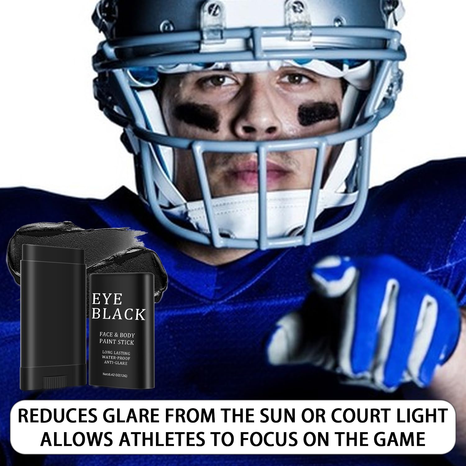 Eye Black, Eye Black Stick para deportes antirreflejo, ojo de fútbol negro, béisbol, softbol, pintura corporal facial, a prueba de sudor, negro,