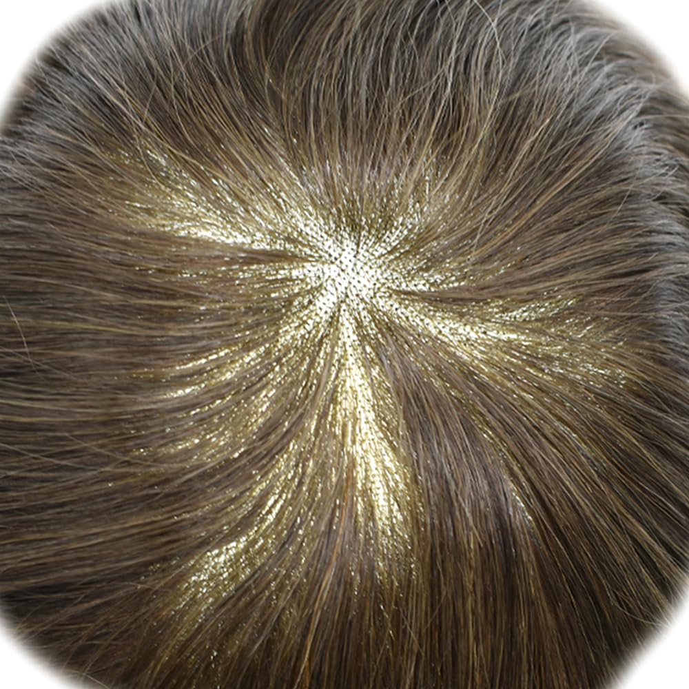 Toupee para hombres Cabello humano real para hombre Toupee Hair Piece para hombres Fine Mono Men Sistema de cabello Poly Skin para hombres, postizos