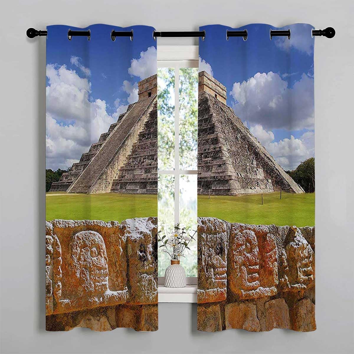 YANFENQI Cortinas para Habitacion Blackout Ancient Thermal Door Cover Cortinas para Separar Cuartos 55Inch Width by 45Inch Length,2 Panels