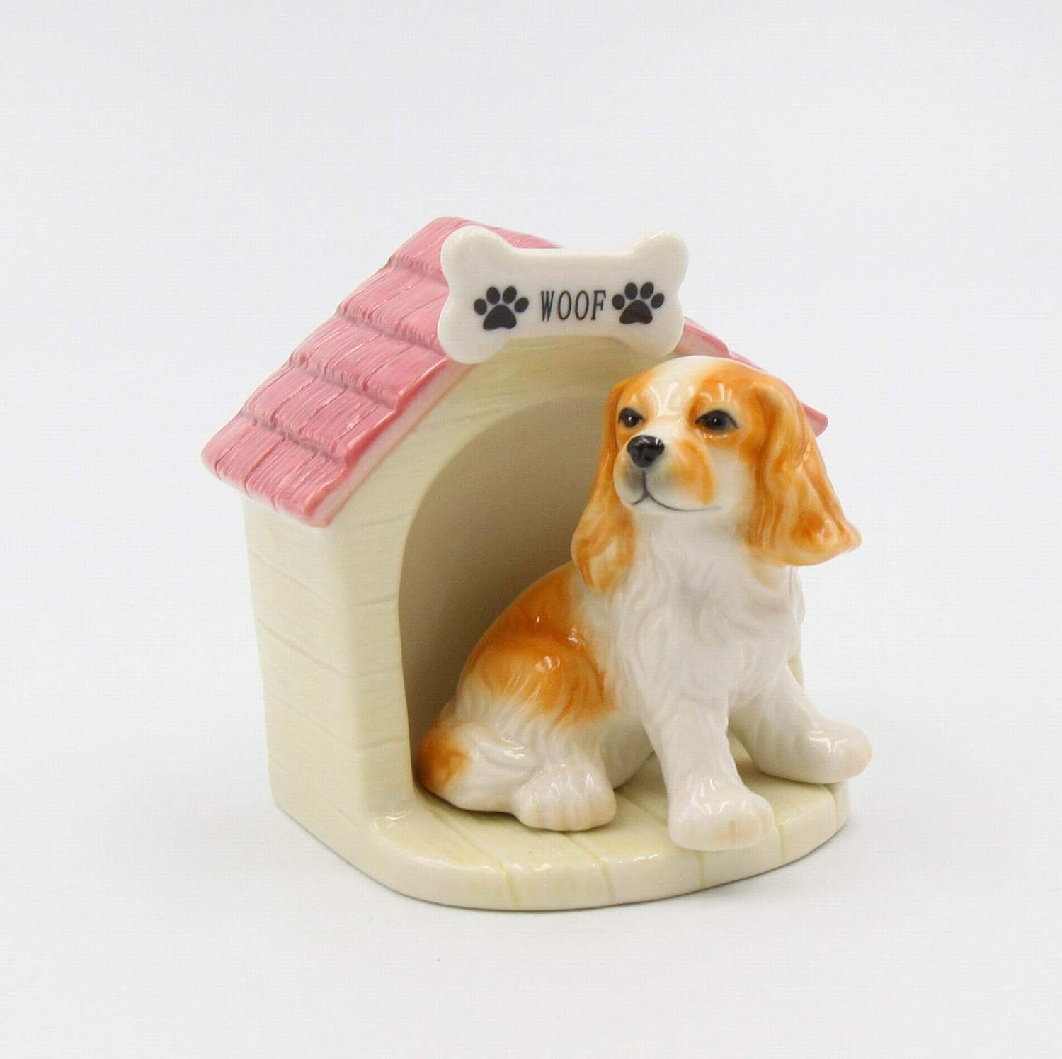 Juego de cocker spaniel de porcelana fina con casa para perros, salero y pimentero, 3-38 pulgadas de alto