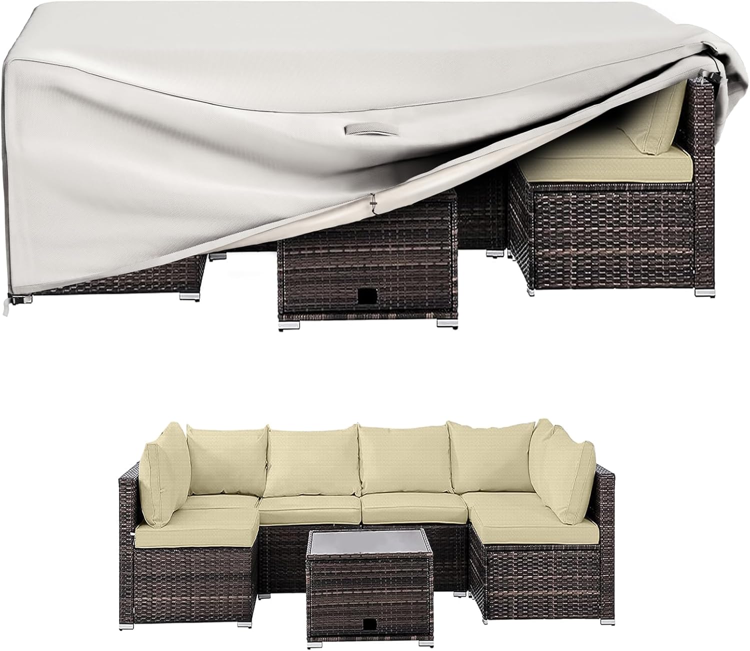 MR. COVER Fundas de muebles de exterior para muebles de patio, fundas de mesa de patio para muebles de exterior, 90 pulgadas de largo x 64 pulgadas