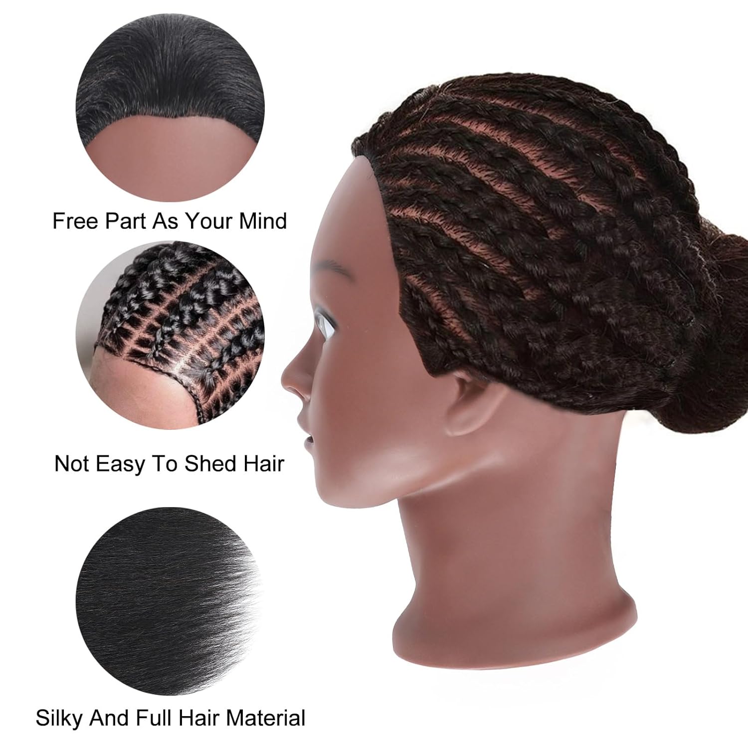 Maniquí de cabello 100% real, cabeza de entrenamiento, maniquí de cosmetología, cabeza de muñeca para peluquería, práctica de peluquería, trenzado,