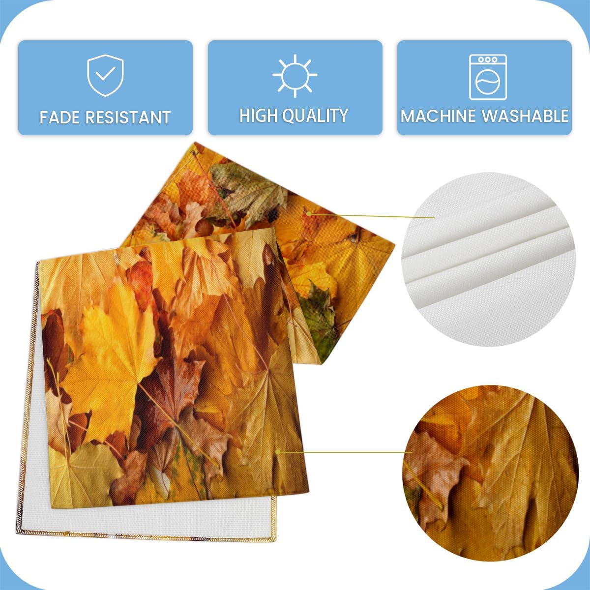 Table Runner Autumn Leaves, Rustic Linen Table Cloth, Kitchen Dining Table Decoration for Home Party Decor 13 x 48 Inches