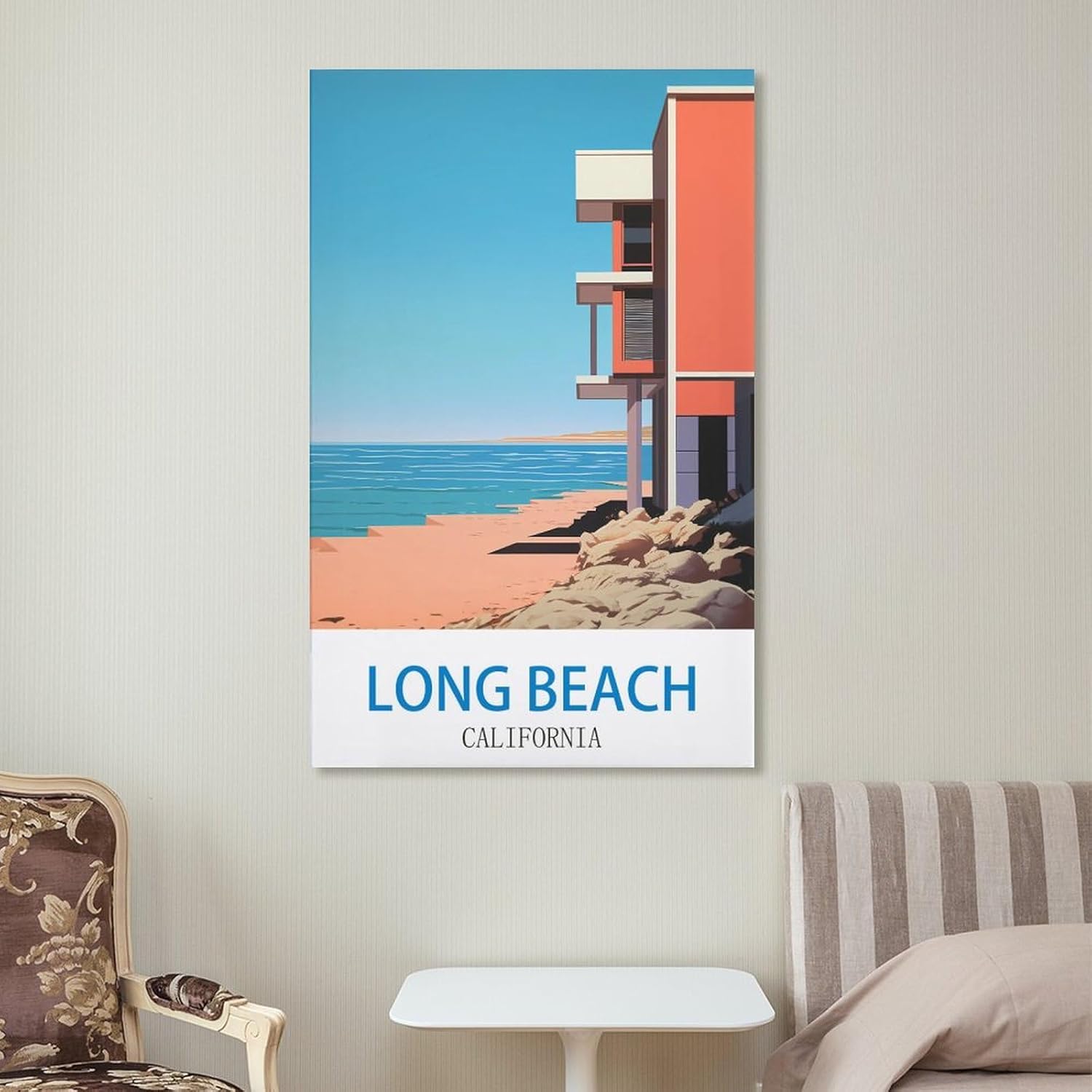 Long Beach California – Pósteres de viaje vintage de hotel de 12 x 18 pulgadas (11.8 x 17.7 in) para pared, pintura en lienzo para sala de estar,