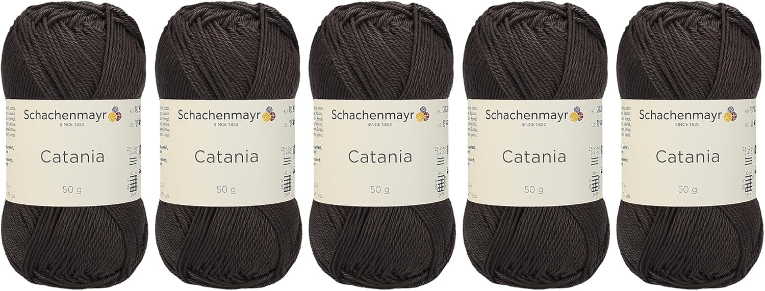 5 madejas SMC Catania Originals, marrón 100% algodón, total 17.6 onzas cada 1.75 onzas (1.76 oz)  137 yardas (410.1 ft), Fine-Sport 2, color 415