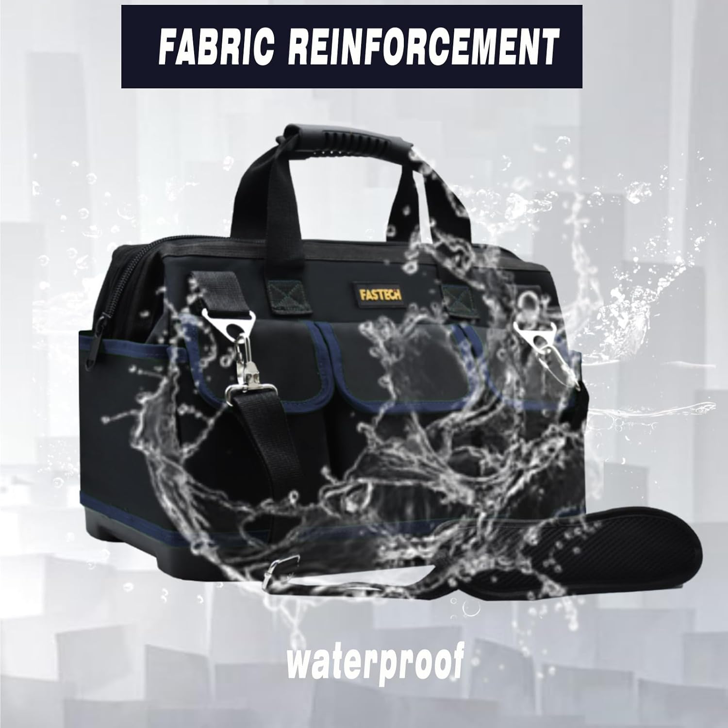 FASTECH Bolsa de herramientas de 20 pulgadas, kit de herramientas de boca ancha impermeable, organizador de bolsa de herramientas resistente con