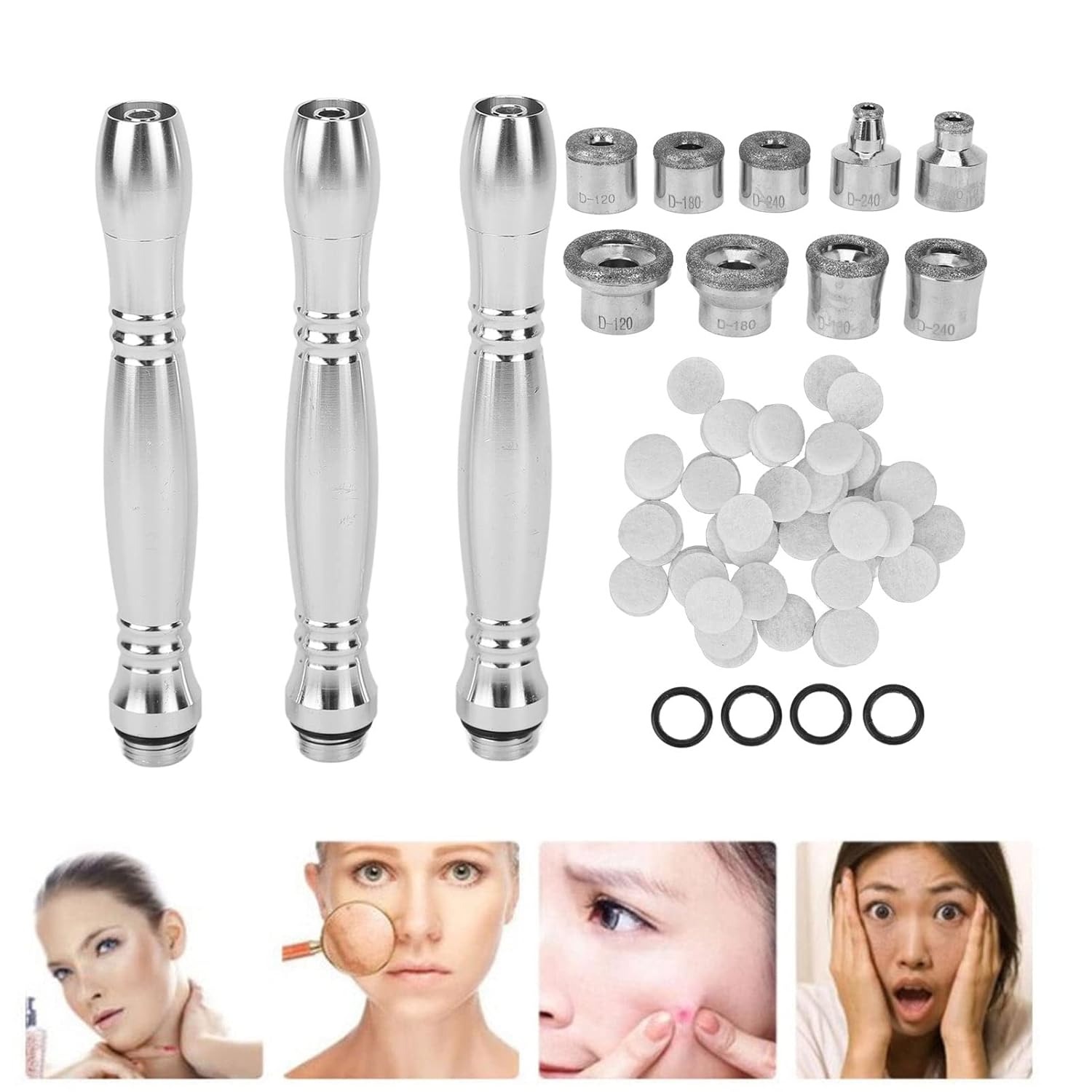 Microdermabras Dermabrasion Puntas de cabeza de repuesto 12pcs Set Microdermabras Dermoabrasión Consejos de reemplazo Varitas Rejuvenecimiento de la