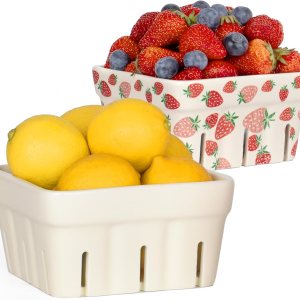 AELS Cesta de cerámica de bayas, recipiente de 5.9 pulgadas para frutas y verduras, cuenco de frutas de granja, decoración de fresa, mercado de AELS Cesta de cerámica de bayas, recipiente de 5.9 pulgadas para frutas y verduras, cuenco de frutas de granja, decoración de fresa, mercado de