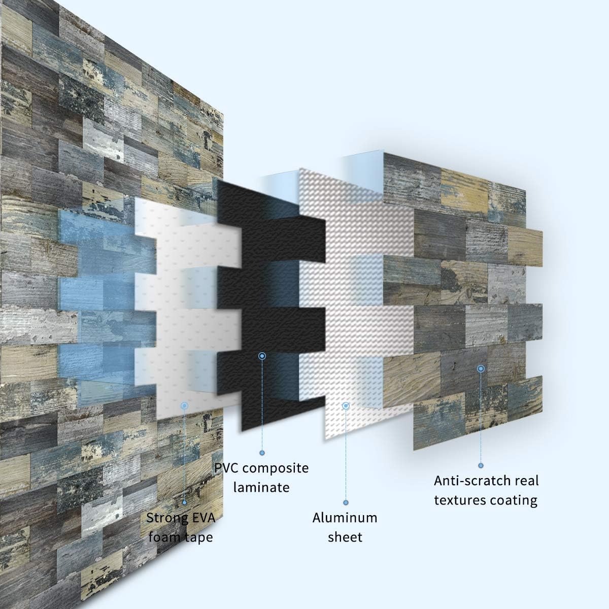 Art3d Panel de madera rústica envejecida para despegar y pegar, paquete de 5 unidades de 13.5 x 11.4 pulgadas, para salpicaduras de cocina,