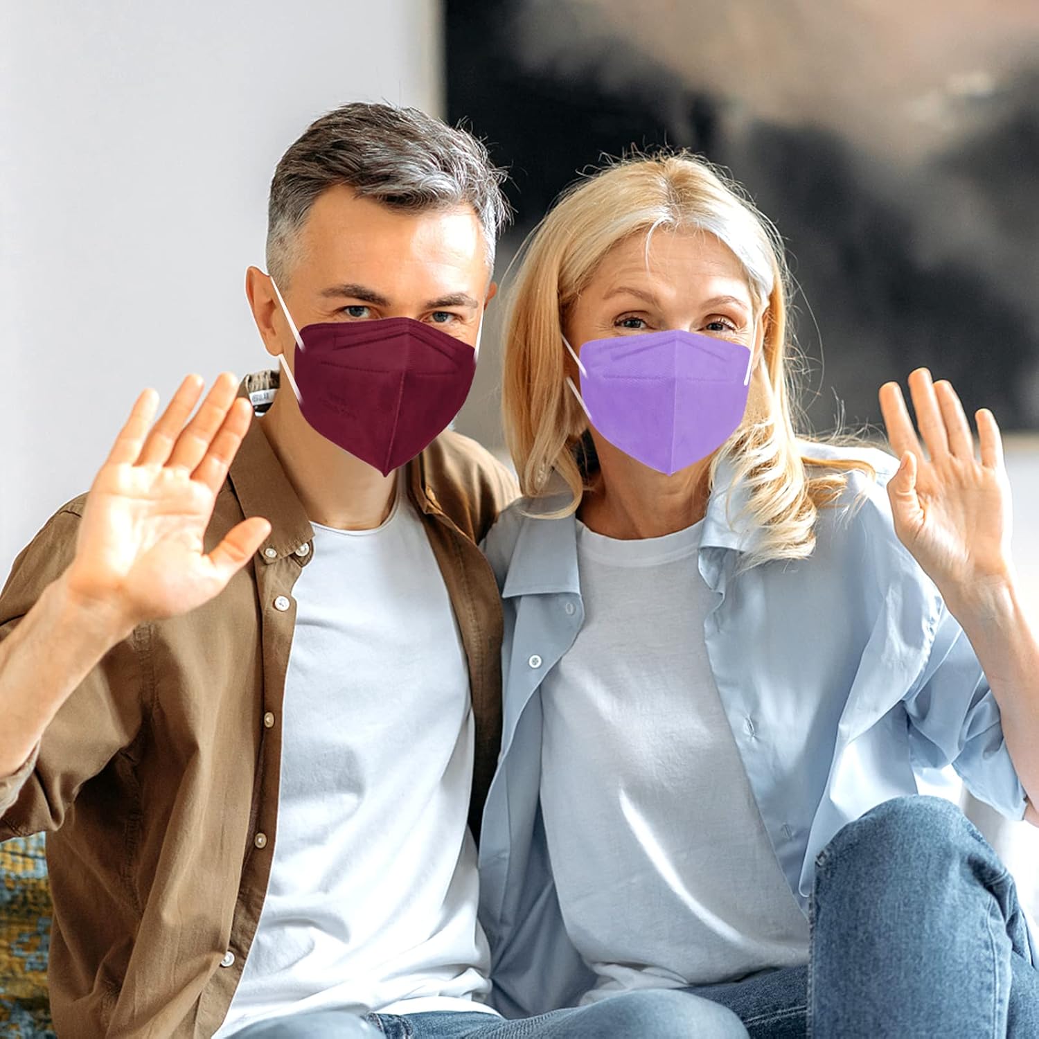 Mascarillas KN95, paquete de 50 unidades, transpirable, respirador de seguridad transpirable, 5 capas, copa multicolor, máscara KN95 desechable para
