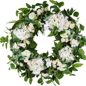 Honnesserry Corona de primavera para puerta delantera exterior con decoración de follaje verde corona para fiesta en el hogar interior al aire libre Honnesserry Corona de primavera para puerta delantera exterior con decoración de follaje verde corona para fiesta en el hogar interior al aire libre