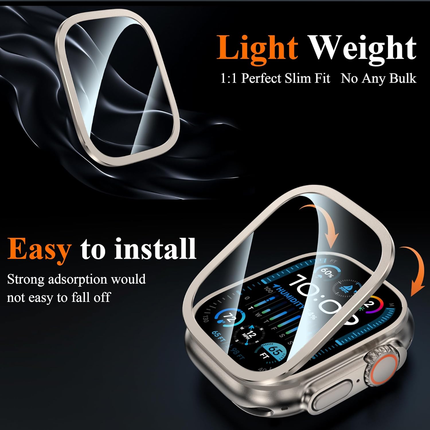 YMHML Funda protectora de pantalla para Apple Watch Ultra 2 de 1.929 in, marco de aleación de titanio 2023 con vidrio templado, funda protectora