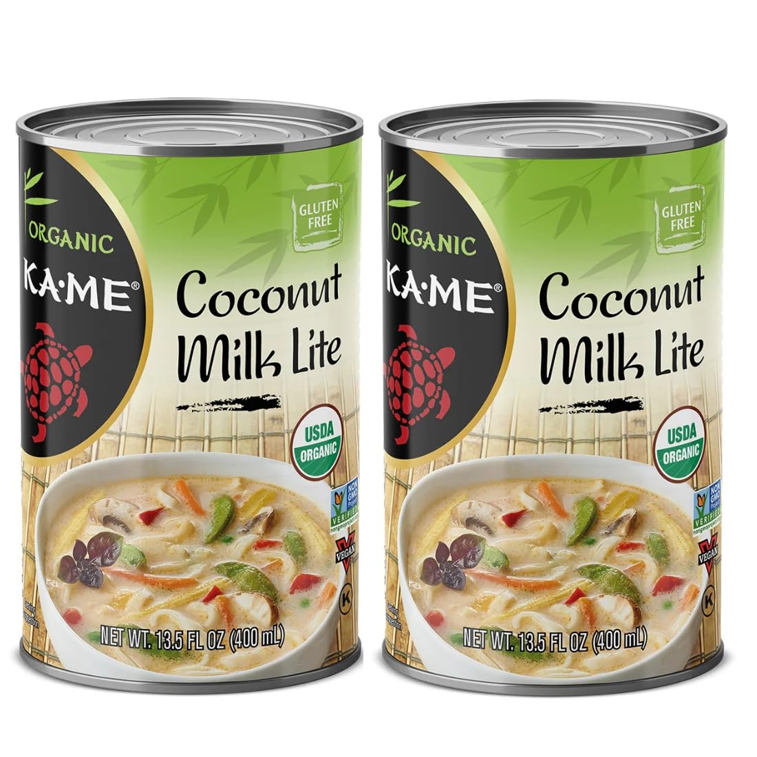 KA-ME Leche de coco orgánica Lite  40% menos de grasa  Ideal para recetas tailandesas y del sudeste asiático  Vegana, orgánica USDA, sin gluten,