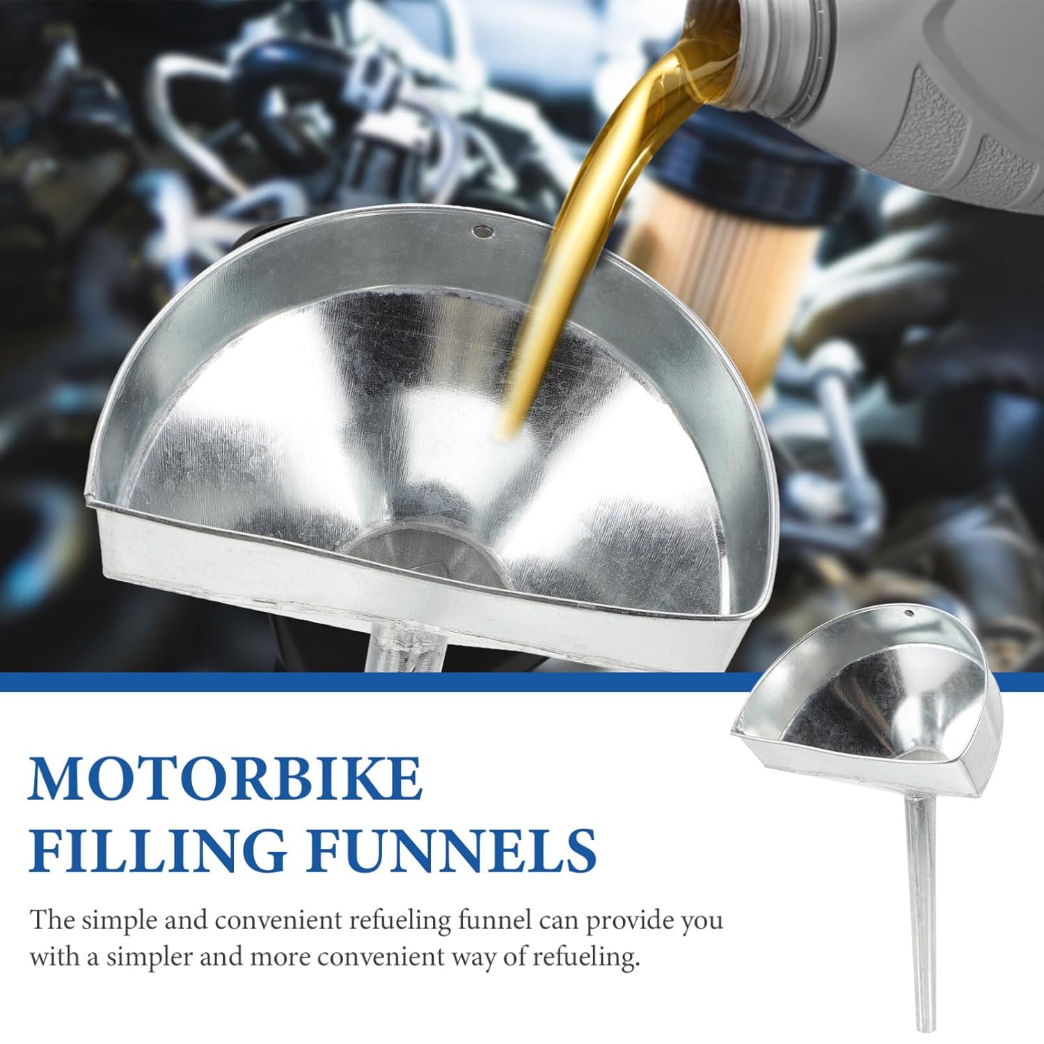 FAVOMOTO Embudo de combustible para automóvil, colador de tamiz de metal, embudo de acero inoxidable con filtro, embudos de combustible de boca