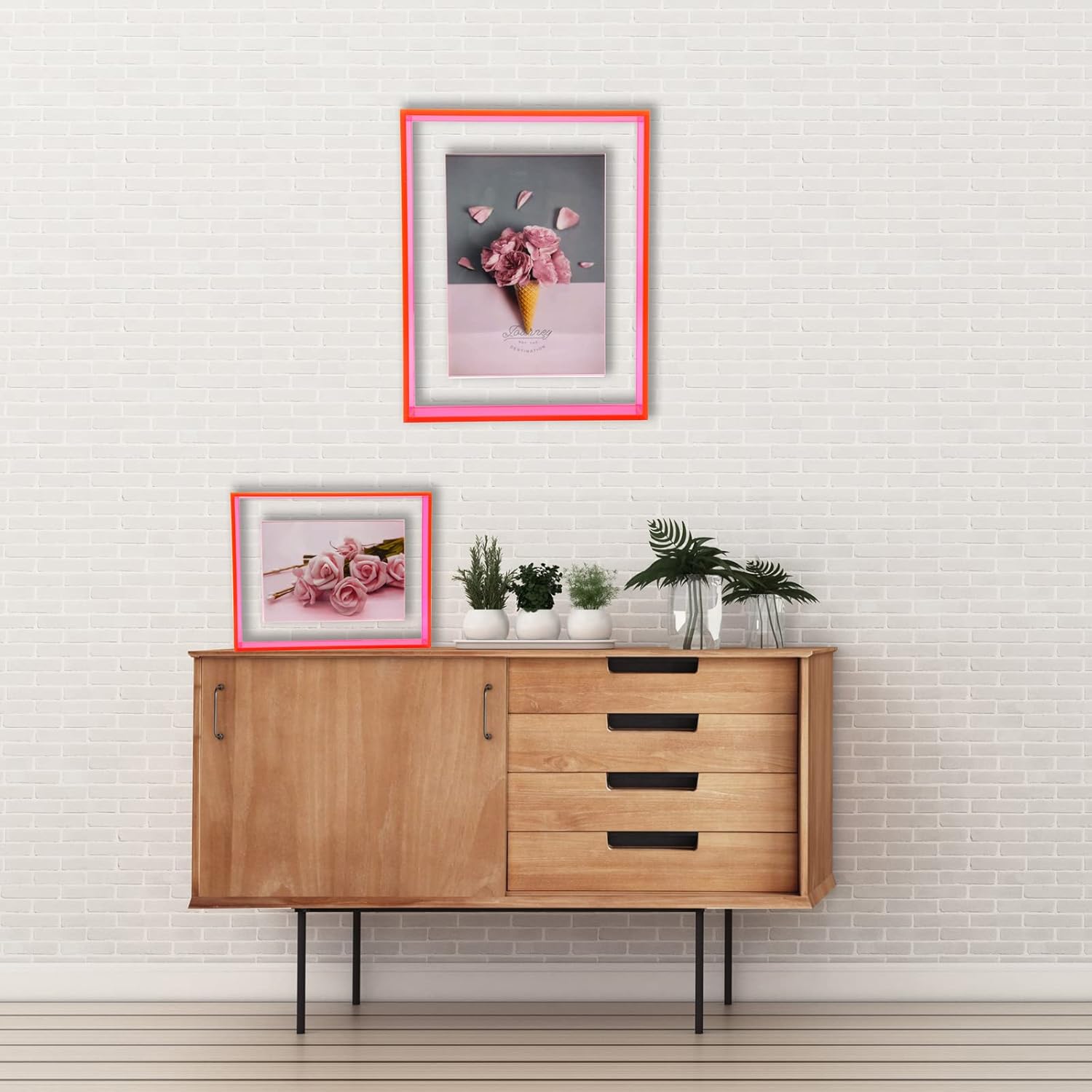 Marco de fotos flotante de acrílico neón de 4 x 6 pulgadas, para pared, marco de escritorio de mesa, decoración moderna de colores para galería,