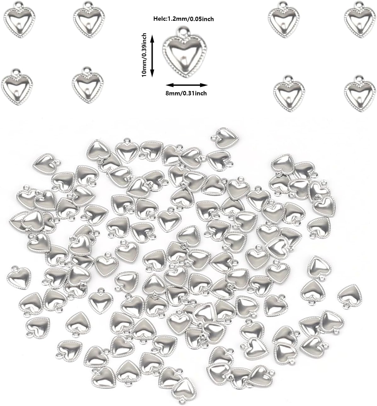 ASUNFO 200 Pcs Mini Heart Charms Love Charm Pendants Bulk for Jewelry Making Necklace Bracelet Earring DIY Crafts