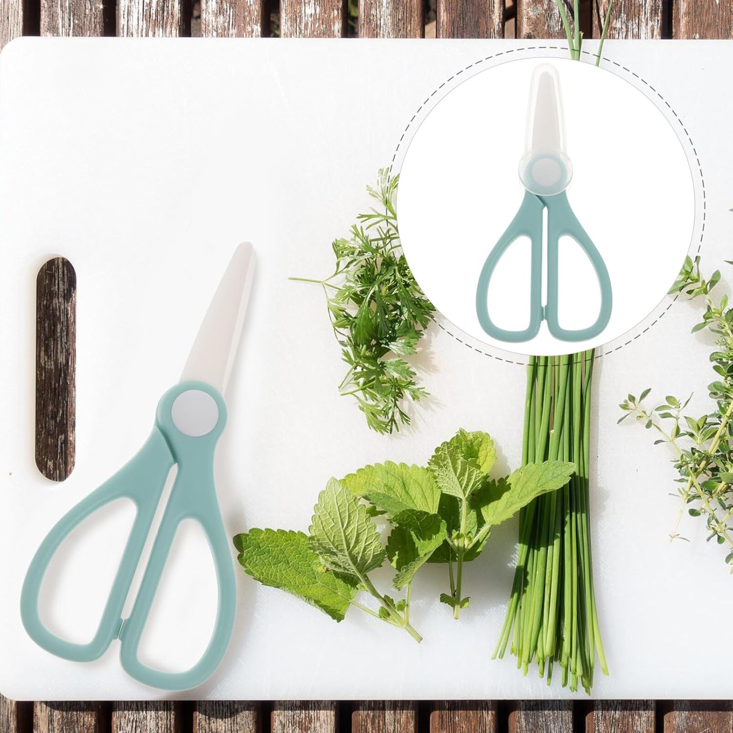 Tijeras de cerámica, tijeras de cocina de cerámica para alimentos, tijeras de corte de jardín multifunción con tapa, tijeras de cerámica de