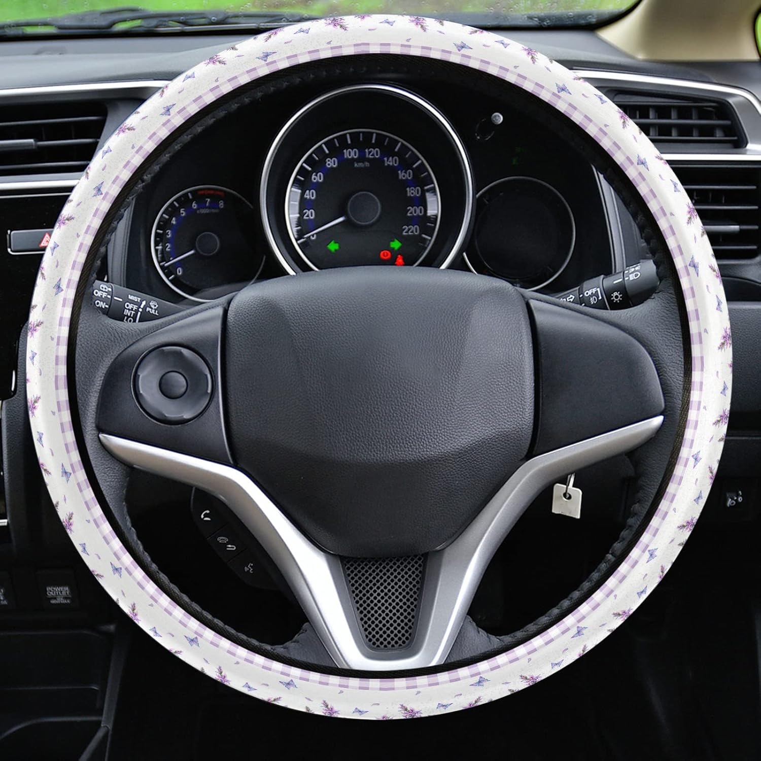 Funda para volante de automóvil, funda protectora de esponja elástica para volantes de automóvil, diseño de mariposa, lavanda, morado, búfalo, a
