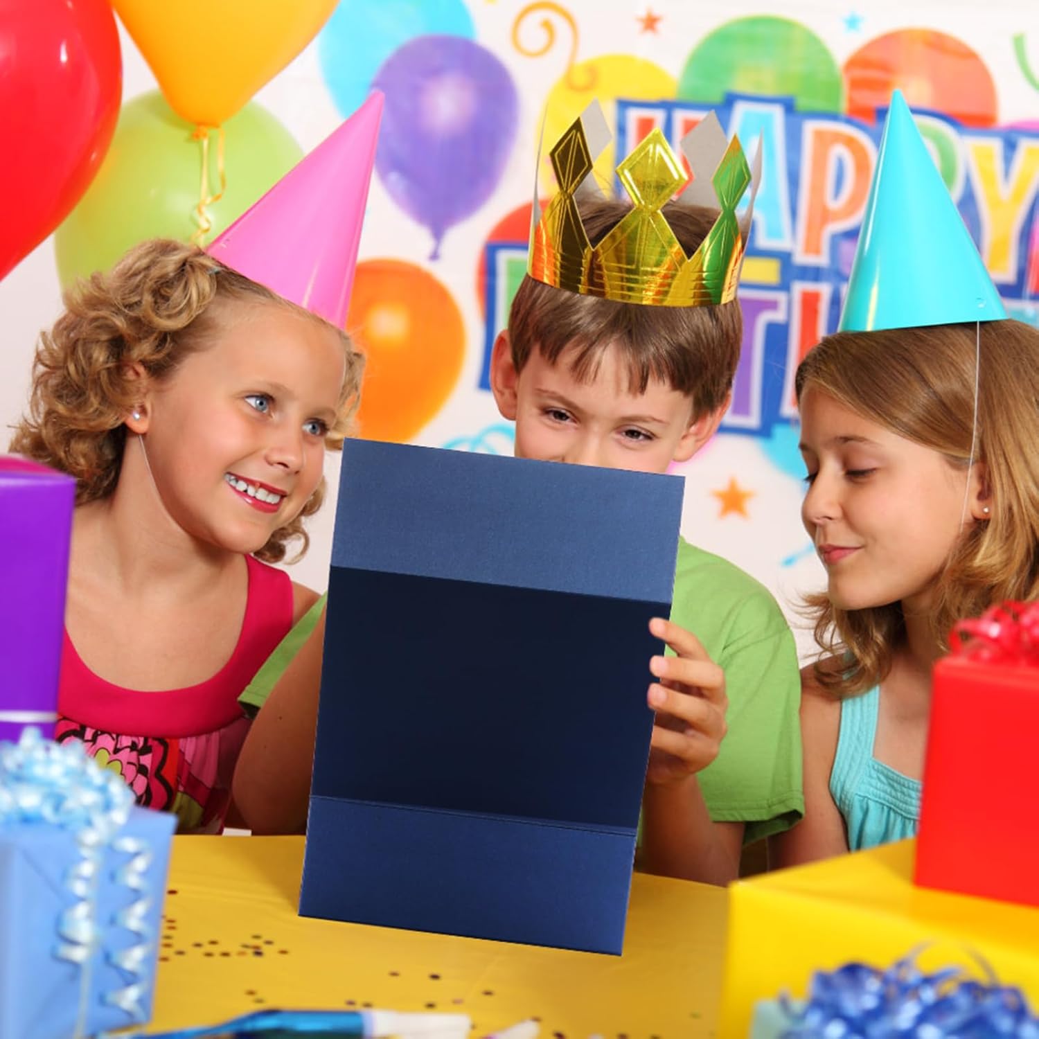 Ditwis Paquete de 4 cajas de regalo de 8 x 8 x 4 pulgadas con tapas de cierre magnético, caja magnética azul para bodas, propuestas de dama de