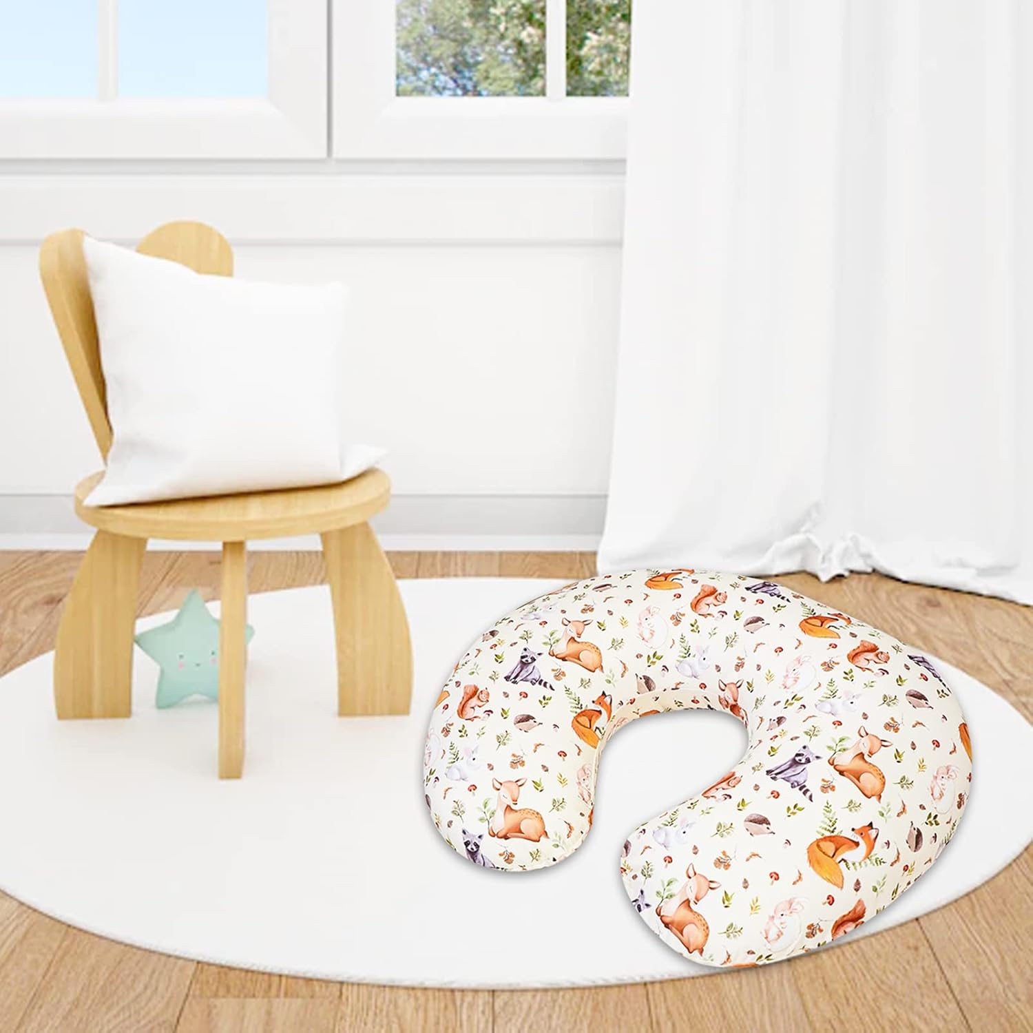 Funda de almohada de lactancia para bebé, niño y niña, ultra suave, cómoda, elástica, extraíble, para almohadas de lactancia materna, animales del