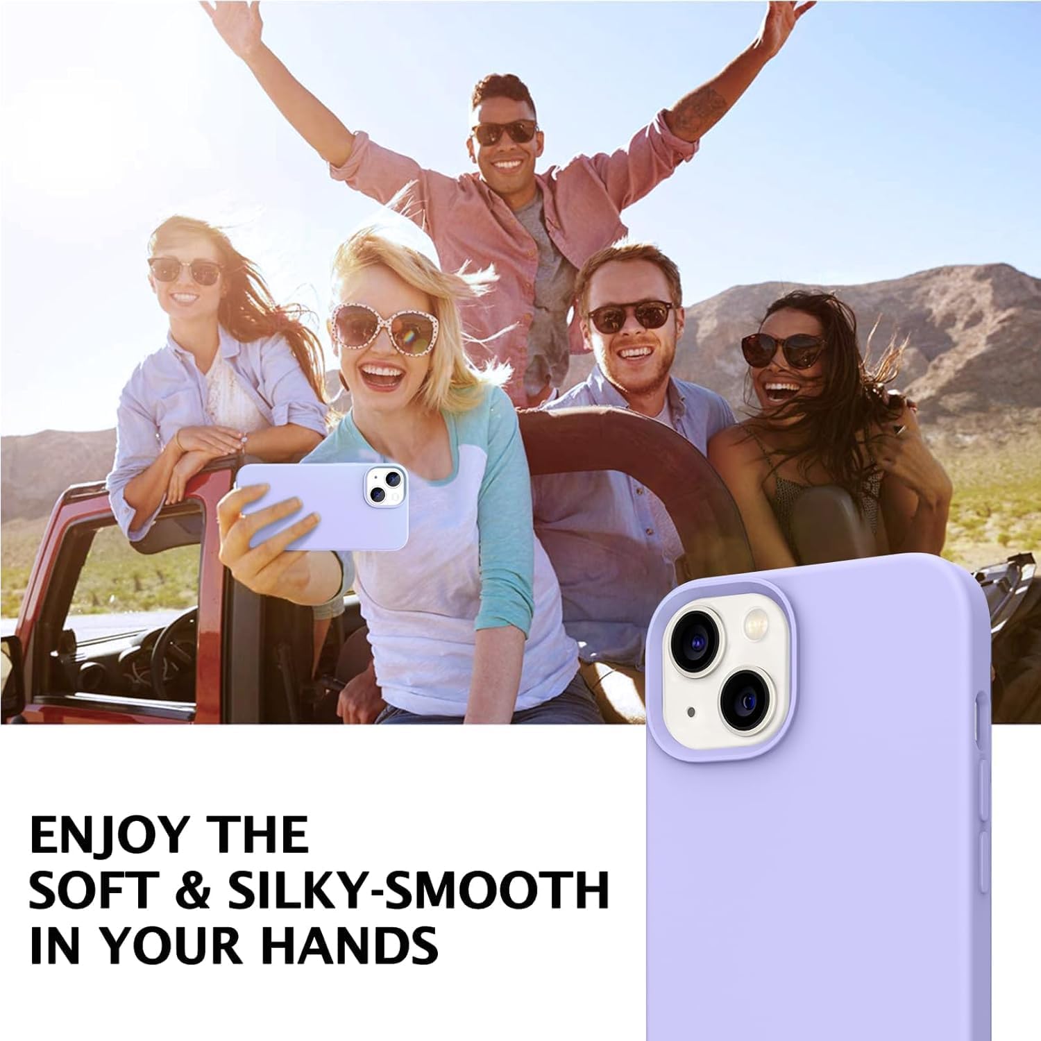 Telaso Compatible con iPhone 14, silicona líquida de goma de gel suave iPhone 14, funda delgada para teléfono con forro de microfibra, fundas