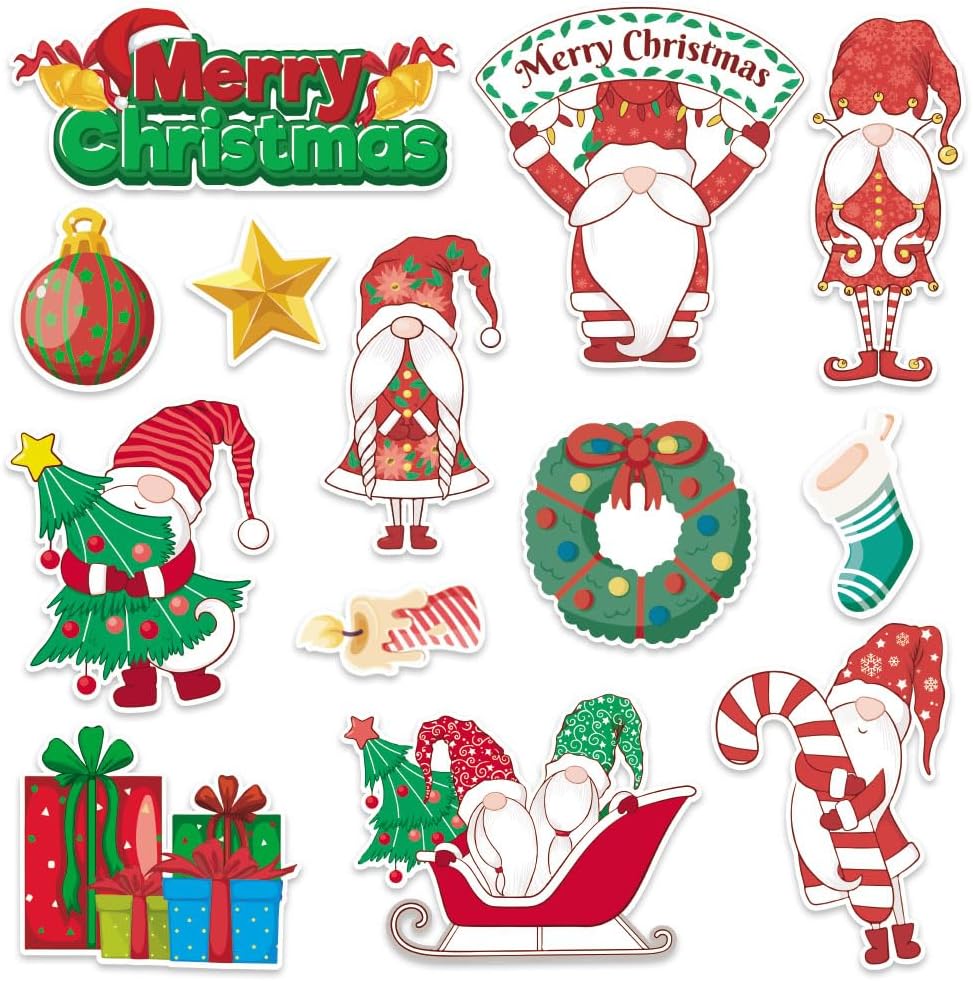 Hying Juego de 52 tableros de anuncios de Navidad, gnomos de Papá Noel, decoración de calcetines de Navidad, recortes de vacaciones de invierno,