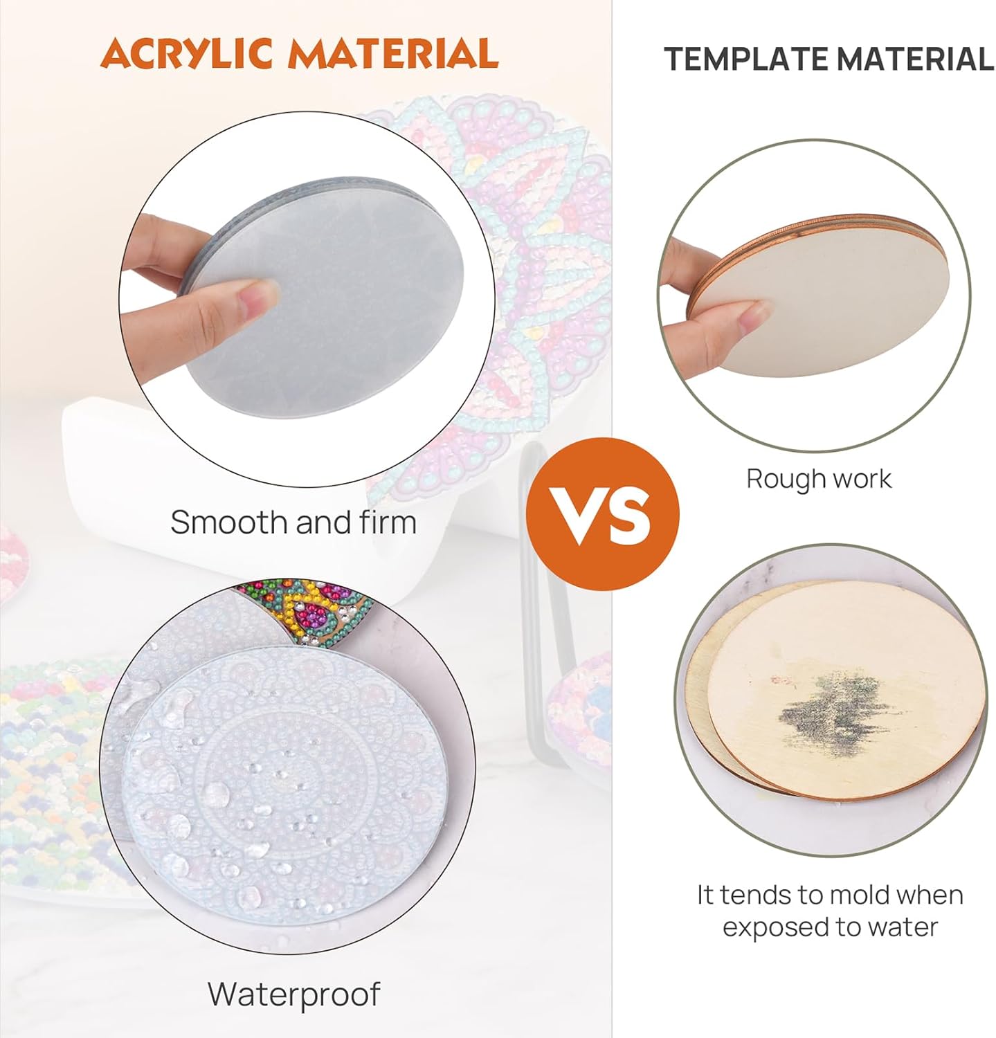 8 posavasos de arte de diamante, kits de pintura de diamantes de mandala para adultos, niños y principiantes, posavasos de pintura de diamante,