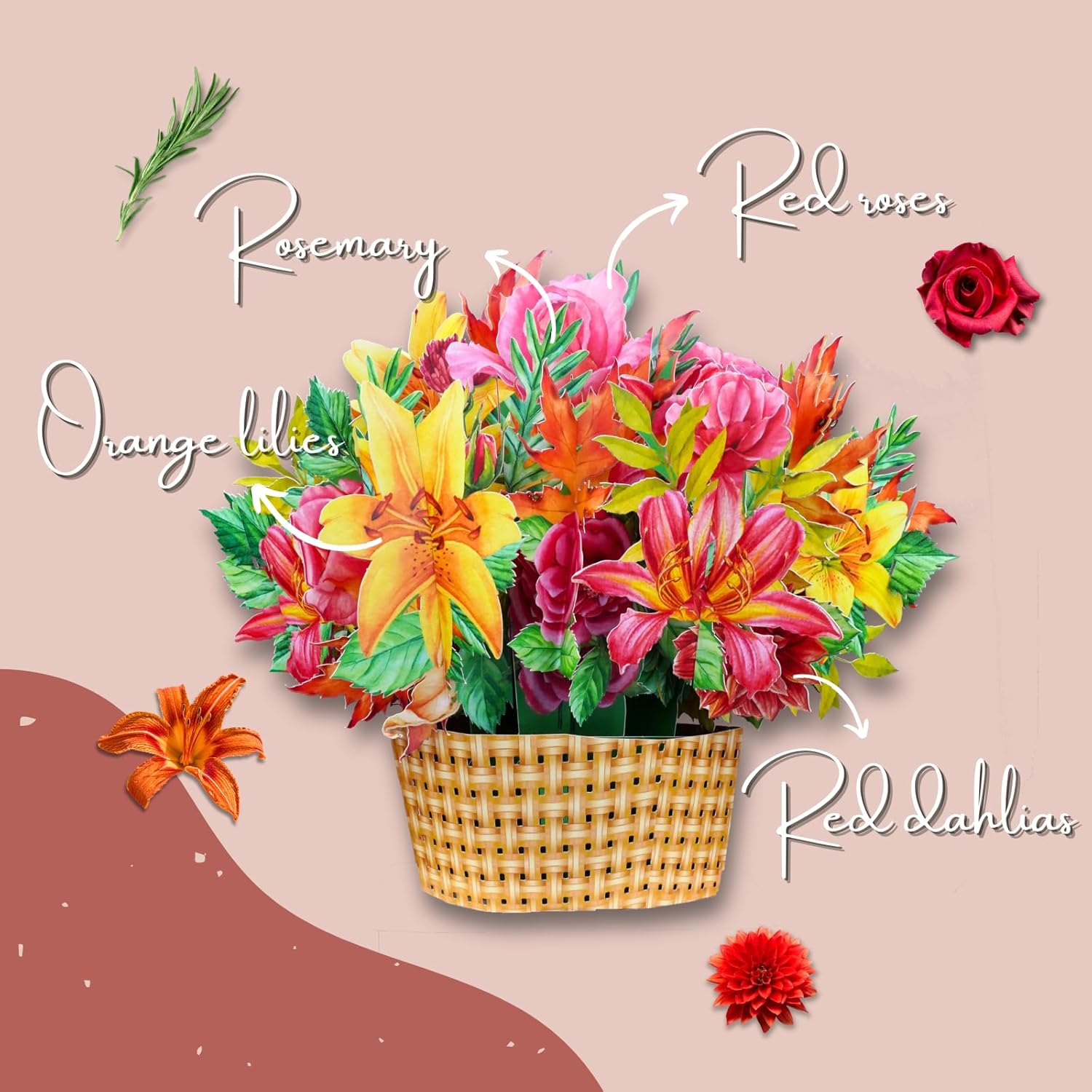 eGoHi Tarjeta grande de papel para cesta de flores, tarjetas emergentes, 9 pulgadas con tarjeta de notas y sobre – Golden Fiesta