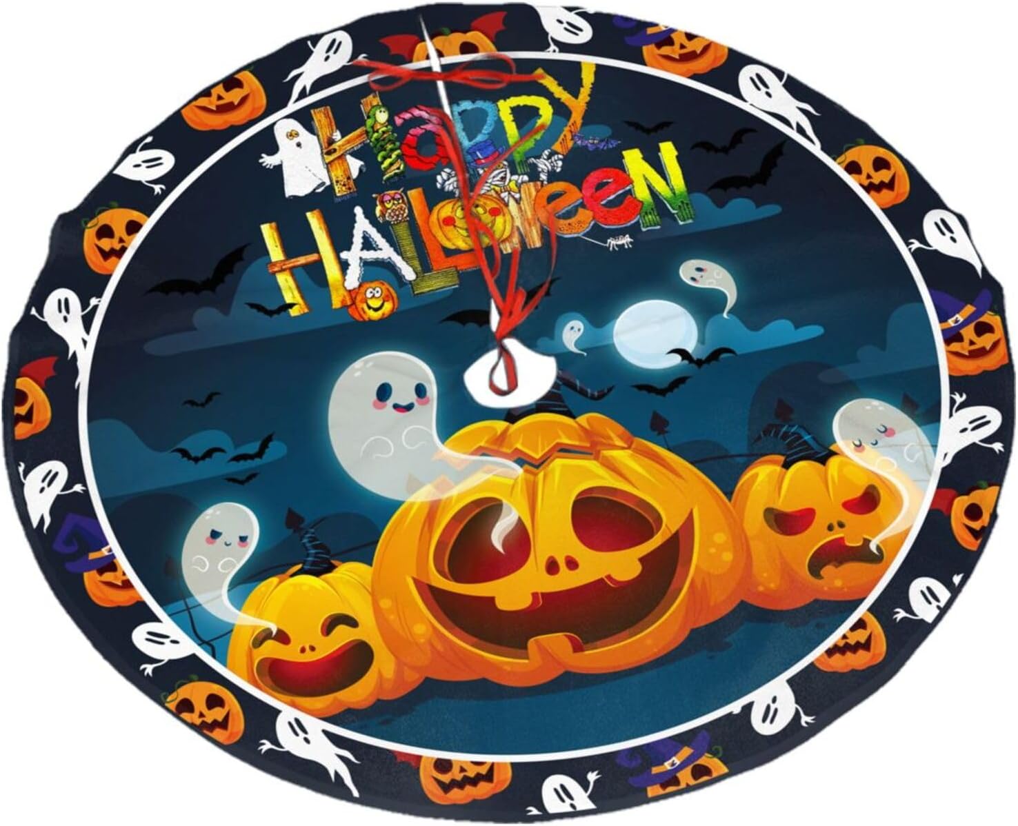 Falda de árbol de calabaza, falda de árbol de Navidad, Halloween, 36 falda de árbol con cordones simple para interiores y exteriores, decoración del