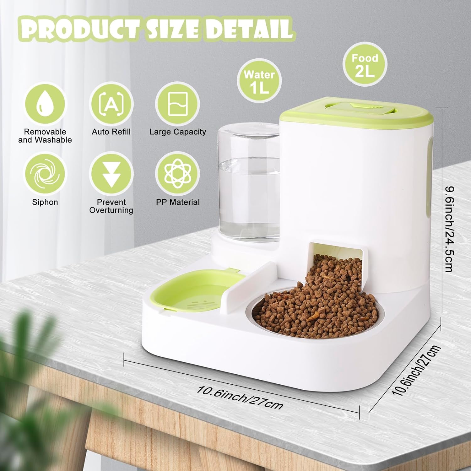 Auto Gravity – Juego de comedero y bebedero de alimentos para mascotas, dispensador automático de alimentos y dispensador de agua 2 en 1 para