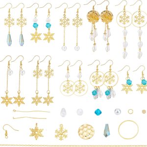 SUNNYCLUE 1 caja de bricolaje para hacer 10 pares de aretes de copo de nieve, kit de iniciación, colgantes de aleación de copo de nieve, cuentas de SUNNYCLUE 1 caja de bricolaje para hacer 10 pares de aretes de copo de nieve, kit de iniciación, colgantes de aleación de copo de nieve, cuentas de